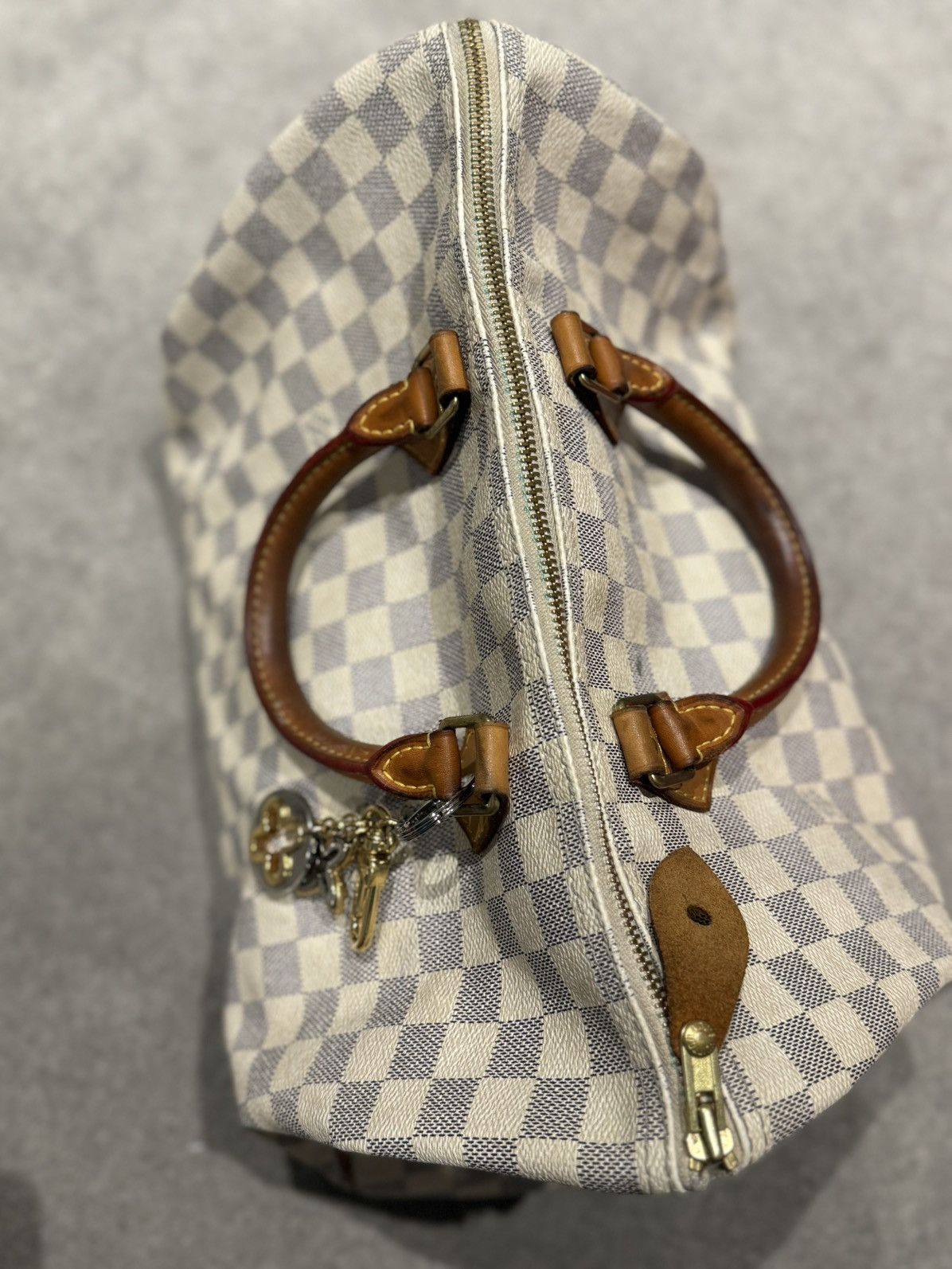 Louis Vuitton Authentic Louis Vuitton Speedy 30 Damier Azur White Handbag Size ONE SIZE - 7 Thumbnail