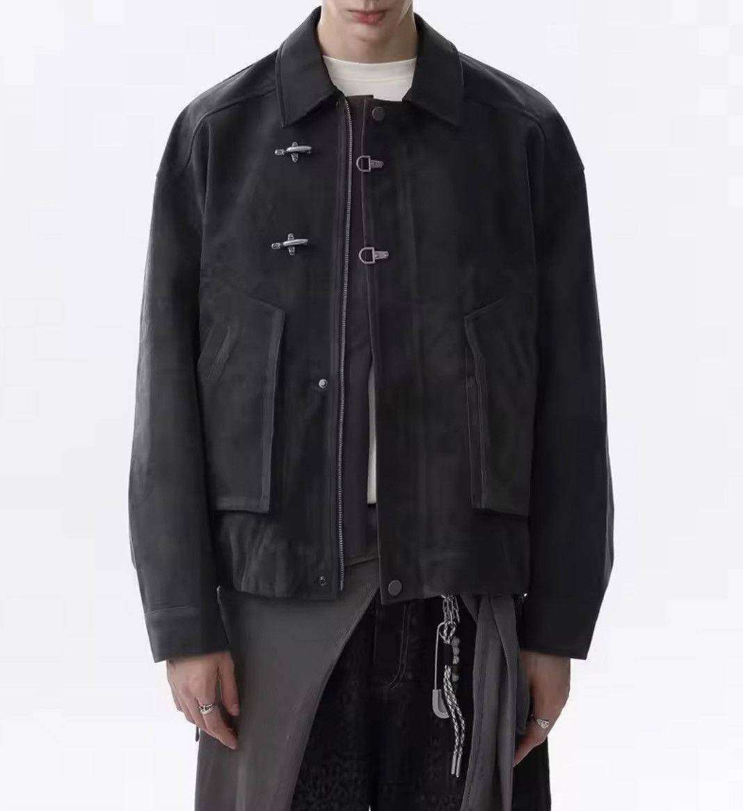 Japanese Brand Suede-Effect PU Leather Trucker Jacket – Boxy Minimalist Size US M / EU 48-50 / 2 - 2 Thumbnail
