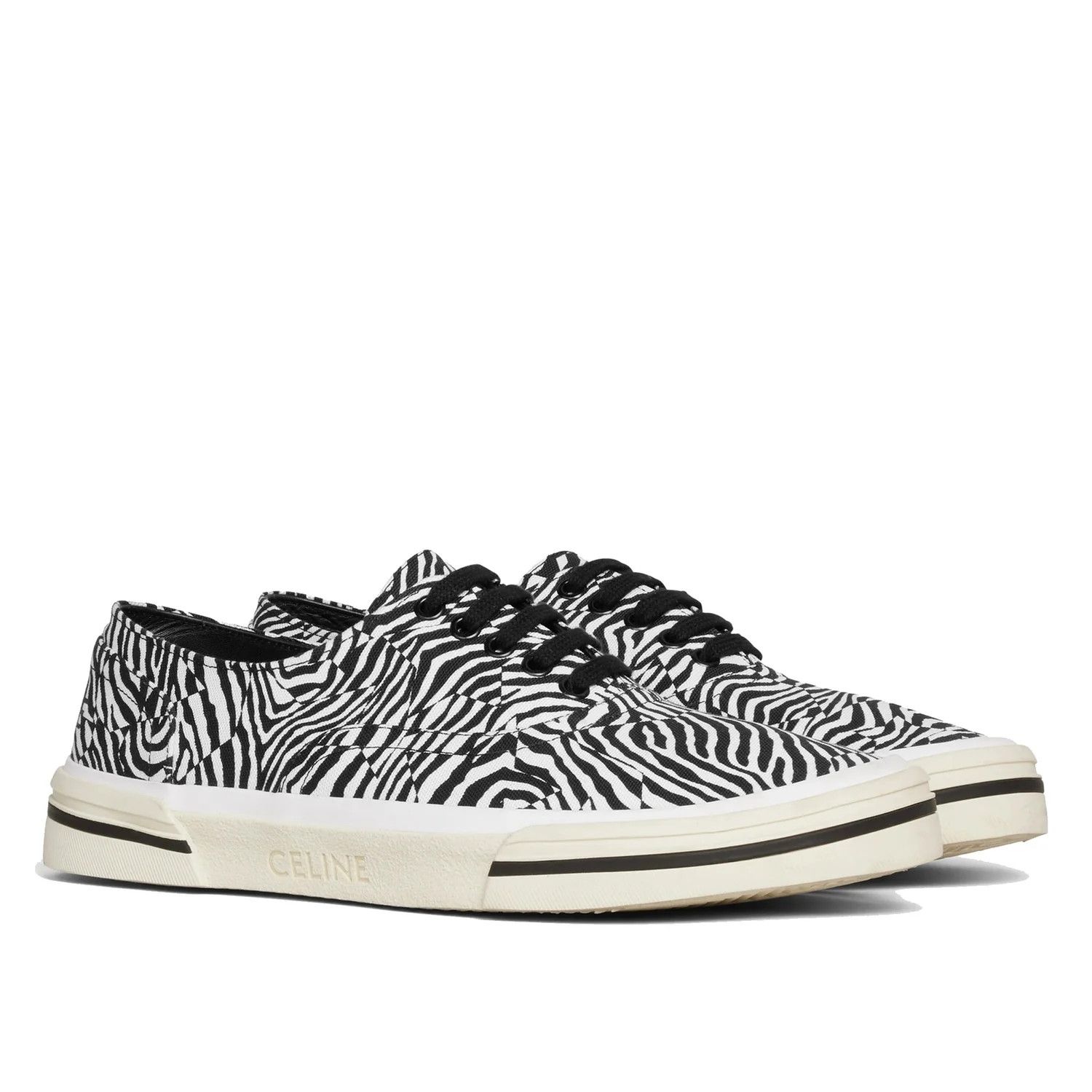 Celine o1bcso1str0824 Elliot Low-Top Sneakers in White Black Size US 6 / EU 39 - 2 Thumbnail