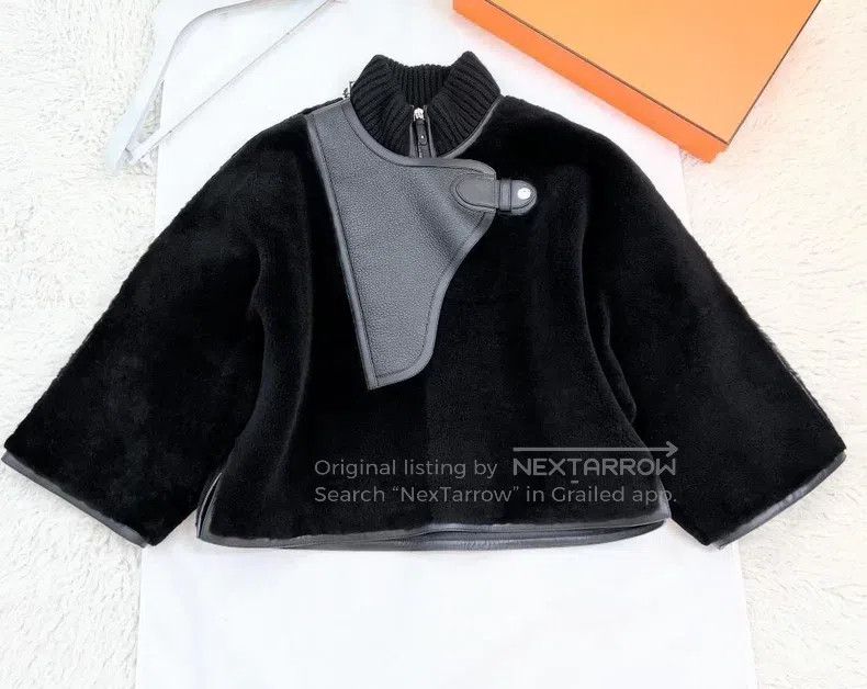 Hermes Hermes Fur and Leather Combination Cloak-like Jacket Size XXS / US 00 / IT 34 - 2 Thumbnail