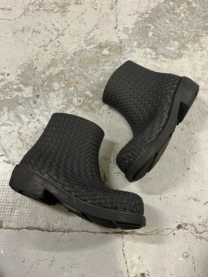 Bottega Veneta Bottega Veneta Black Woven Leather Boots Size US 8 / EU 41 - 7 Thumbnail