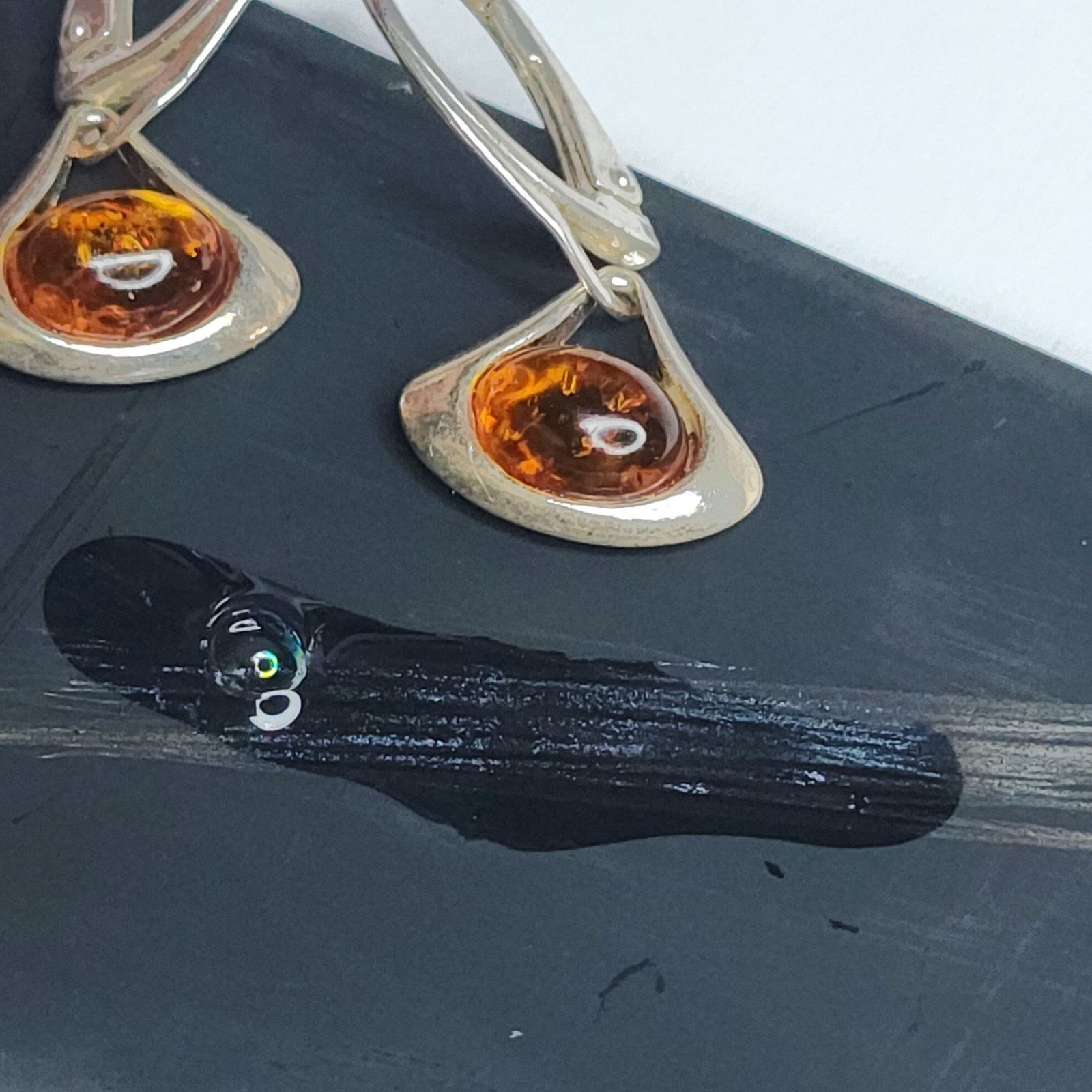 Other Cognac BALTIC AMBER Pear Teardrop Earrings STERLING SILVER Size ONE SIZE - 11 Thumbnail
