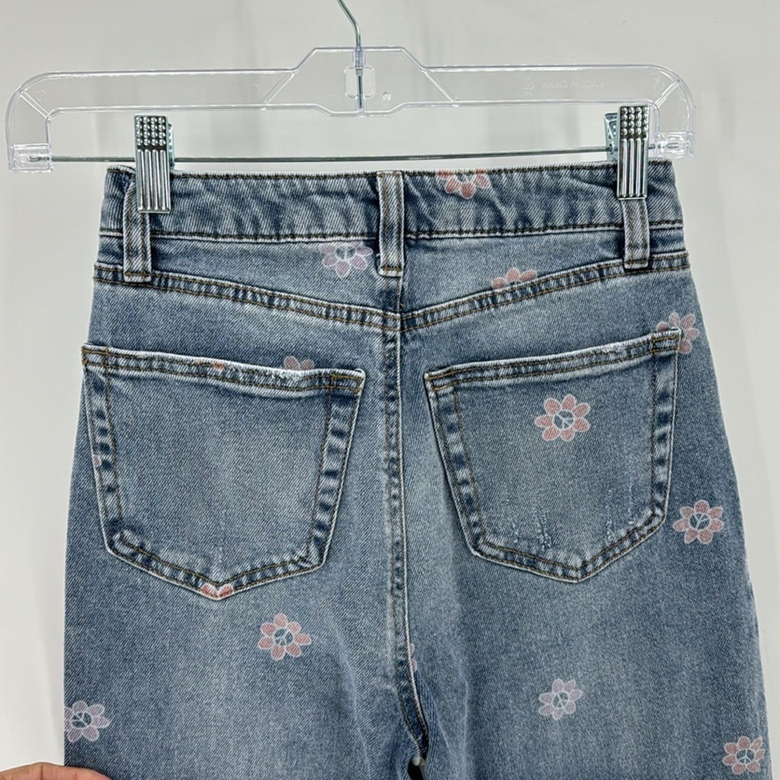 Other Tinseltown Floral-Peace-Print Wide-Leg Jeans deconstructed Size 24" / US 00 / IT 34 - 4 Thumbnail