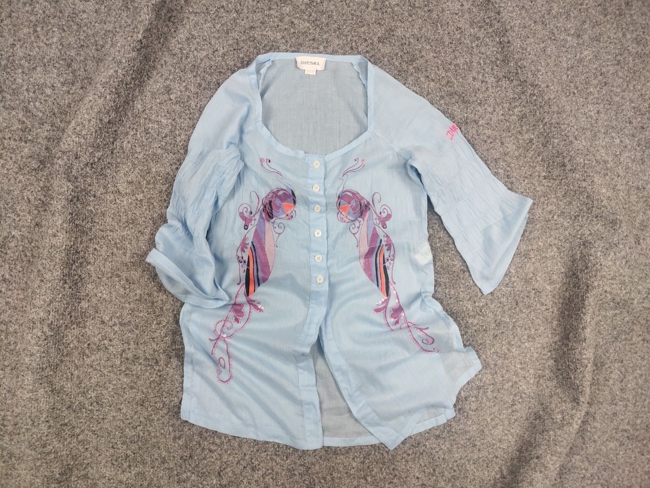Diesel Vintage Diesel Blue Logo Y2K Button Shirt 1/4 Sleeves Blous Size S / US 4 / IT 40 - 2 Thumbnail