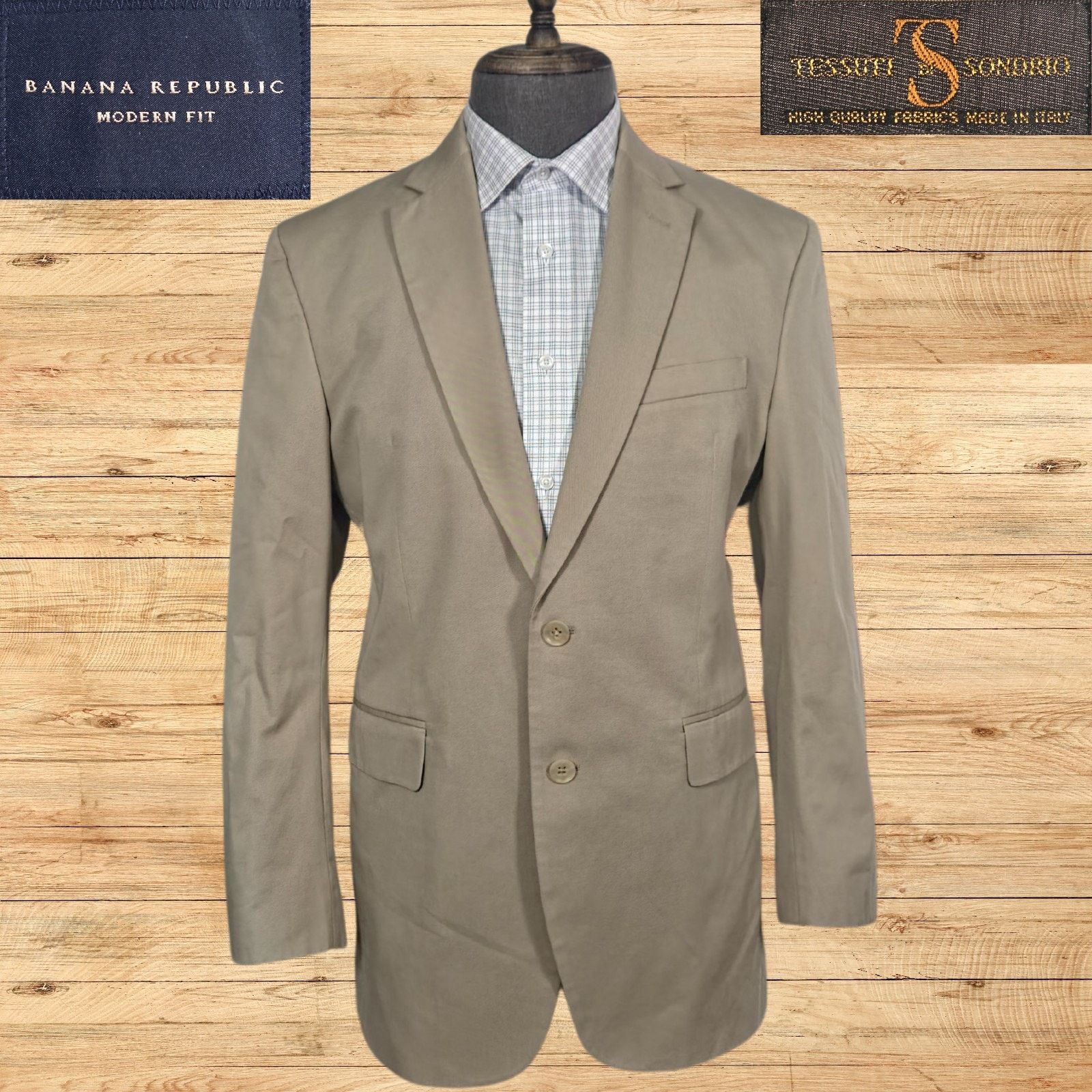 Brooks Brothers Tessuti Sondrio Cotton Blazer Mens 42R Tan