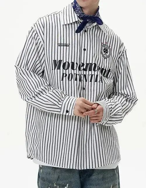 VIBE Blokecore retro movement striped button up shirt Size US L / EU 52-54 / 3 - 2 Thumbnail