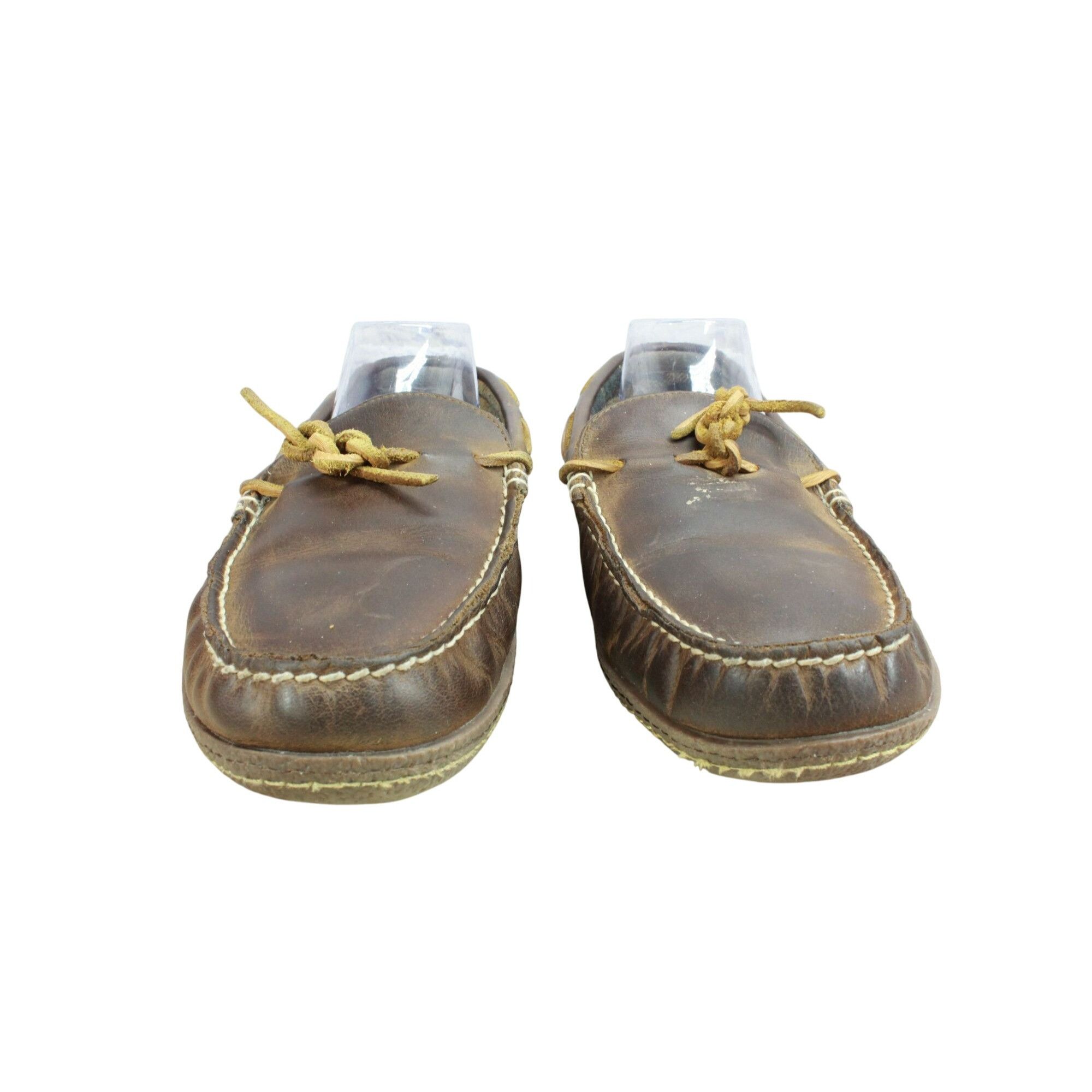 Flannel × L.L. Bean × Leather LL Bean Men's Handsewn Slippers Flannel Lined Leather Brown Size US 10 / EU 43 - 4 Thumbnail