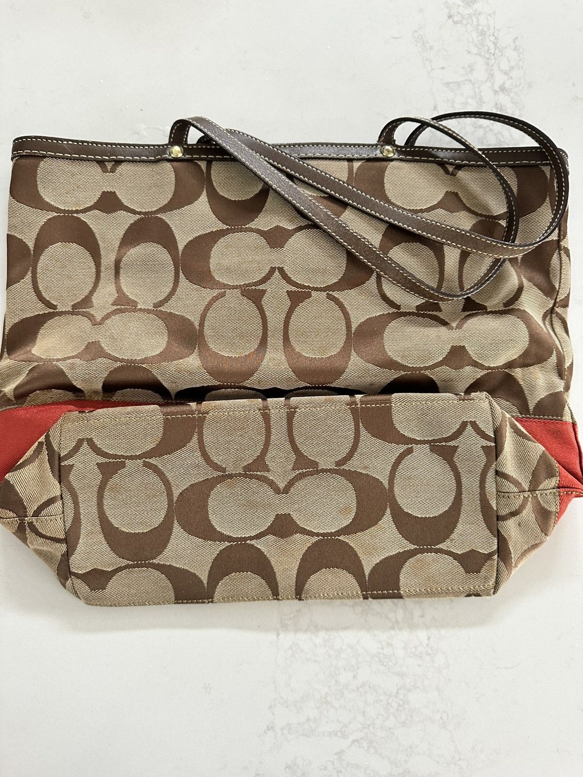 Coach The Coach City Tote Signature Canvas in Brown and Red Size ONE SIZE - 7 Thumbnail