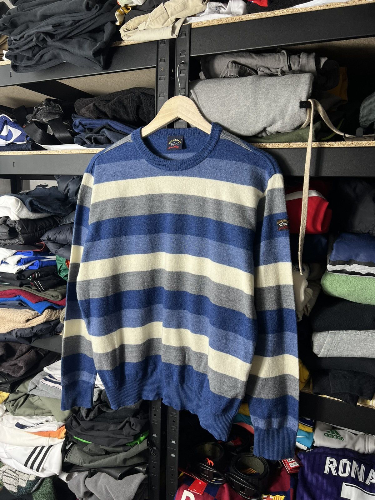 Paul & Shark Paul & Shark Yachting Wool Striped Sweater Blue Grey Size XL Size US XL / EU 56 / 4 - 1 Thumbnail