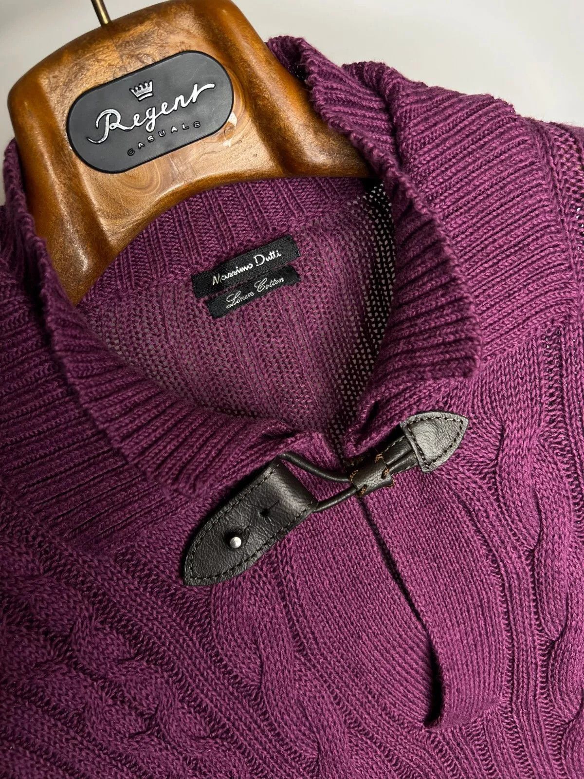 Massimo Dutti Massimo Dutti Purple Cable Knit Sweater XL Linen Cotton Size XL / US 12-14 / IT 48-50 - 7 Thumbnail