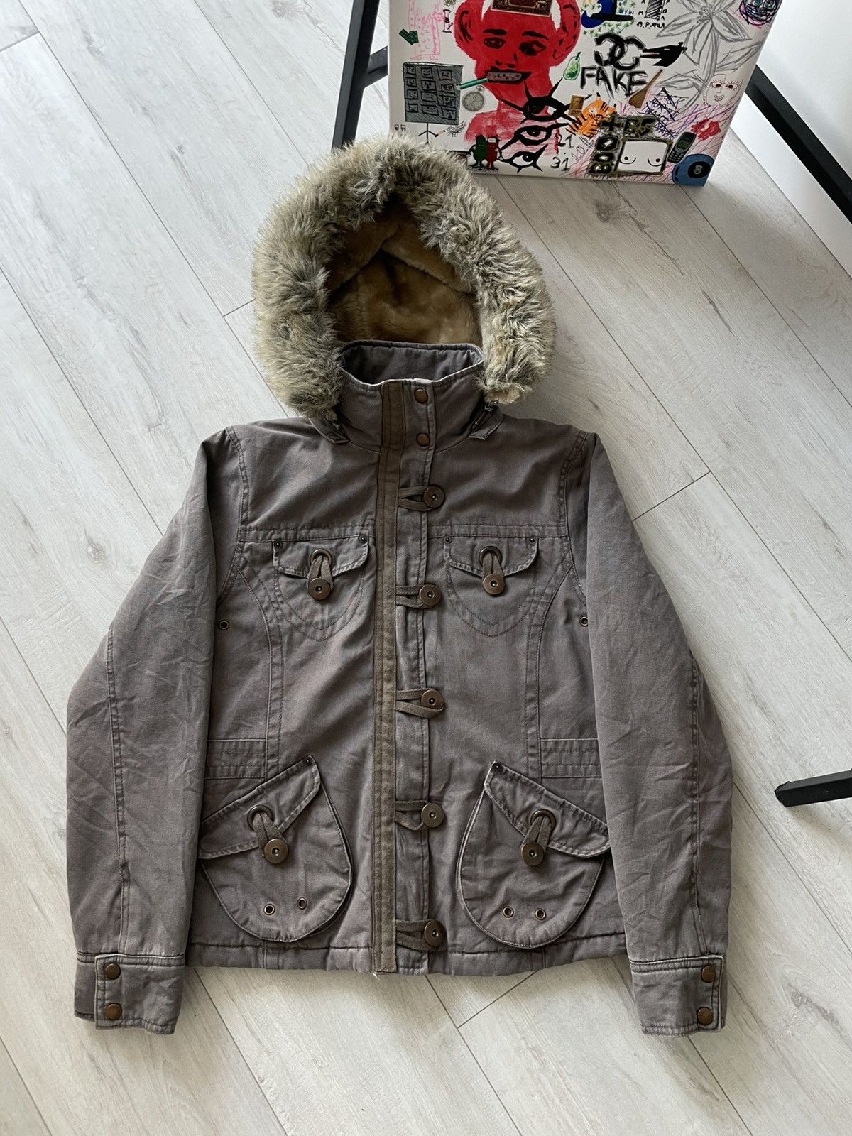 Japanese Brand Avant Garde 00’s Denim Fur Jacket Y2K Brown RARE Size L / US 10 / IT 46 - 1 Thumbnail