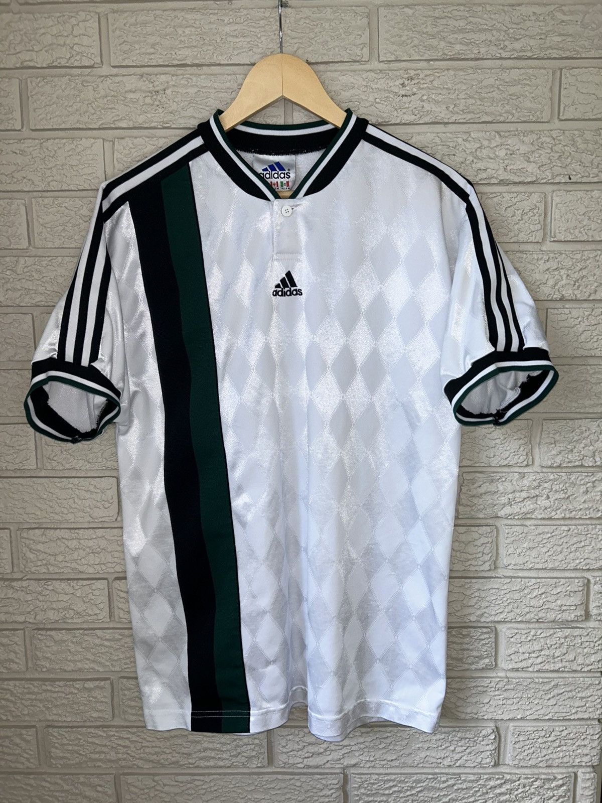 Adidas × Vintage Vintage 90s Adidas Center Logo Retro Striped Soccer Jersey Size US M / EU 48-50 / 2 - 1 Thumbnail