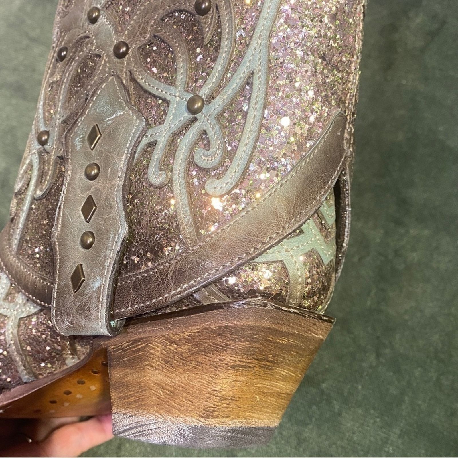 Corral NEW Corral handcrafted leather/sparkles-2 in 1 cowboy boots Size US 6 / IT 36 - 14 Thumbnail