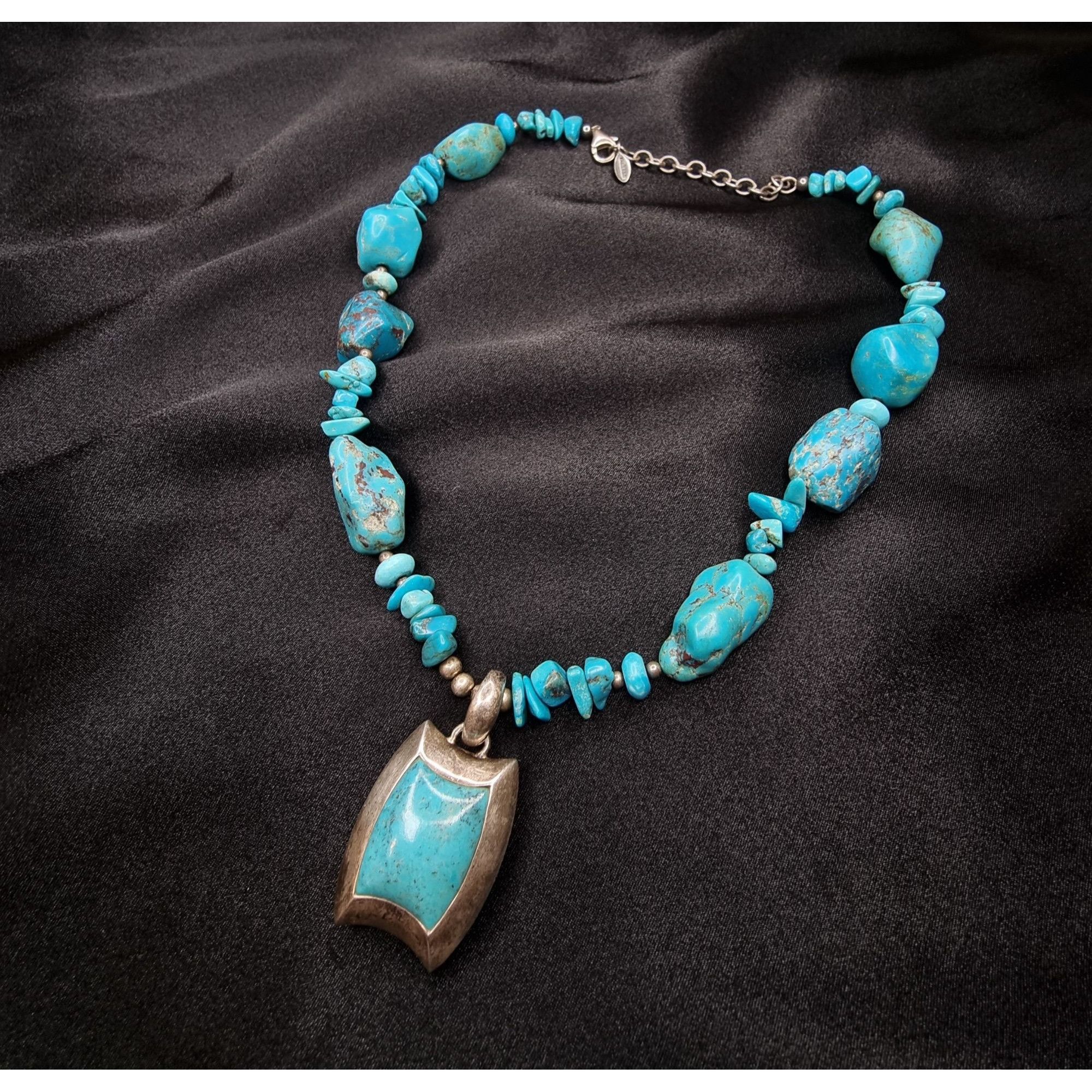 Vintage Barse 925 Sterling Silver Turquoise Beaded Necklace With Pen Size ONE SIZE - 1 Thumbnail