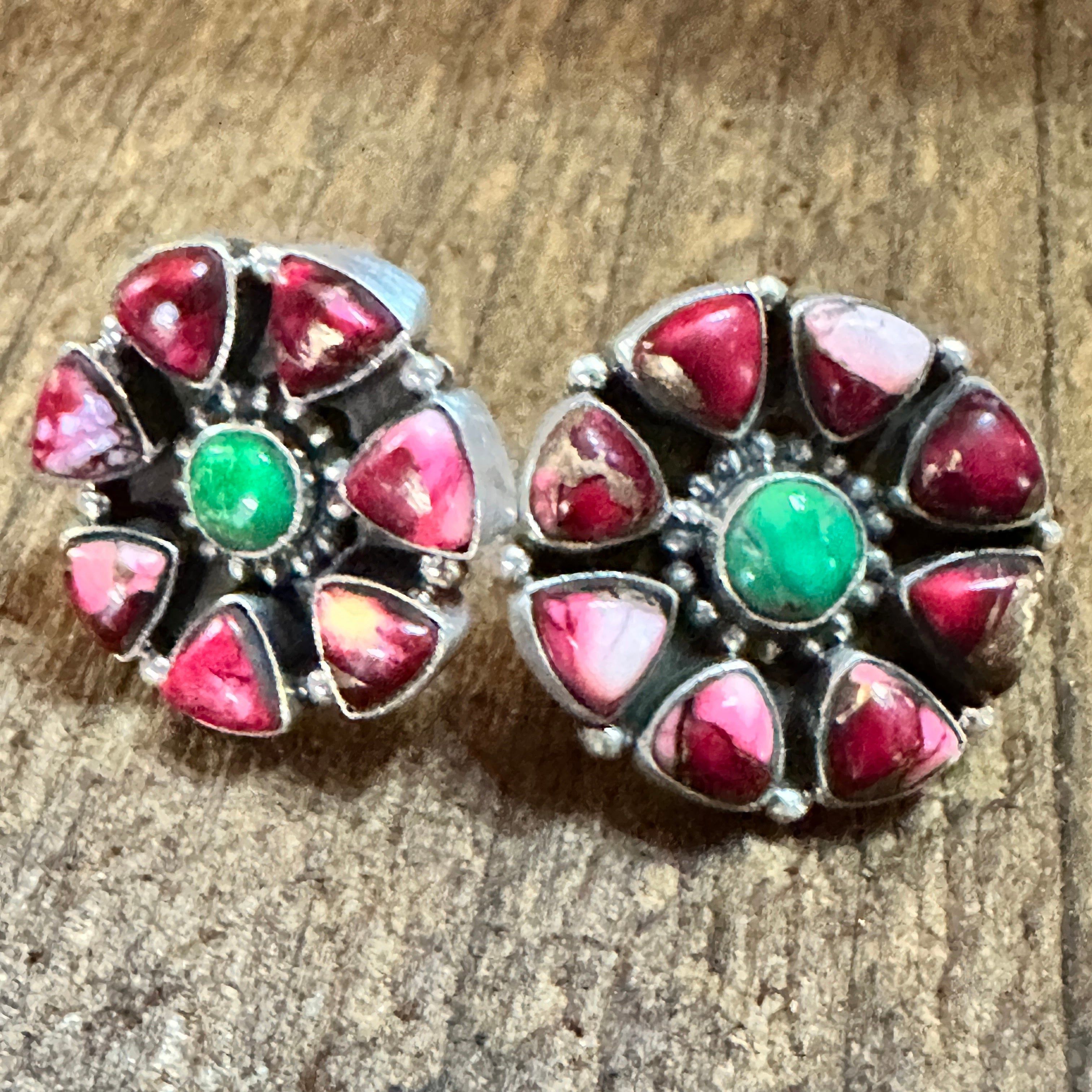 Other Handmade Sterling Silver Red Rose Dahlia With Emerald Valley Size ONE SIZE - 1 Thumbnail