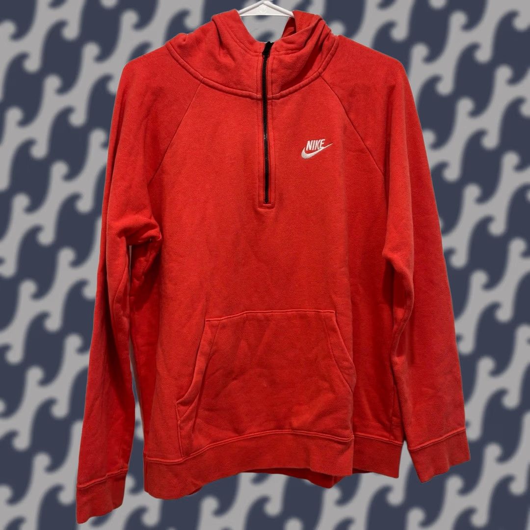 Nike Nike Mens Red Hoodie Large Futura Back Logo Half Zip Raglan Fleece Sweatshirt Size US L / EU 52-54 / 3 - 1 Thumbnail