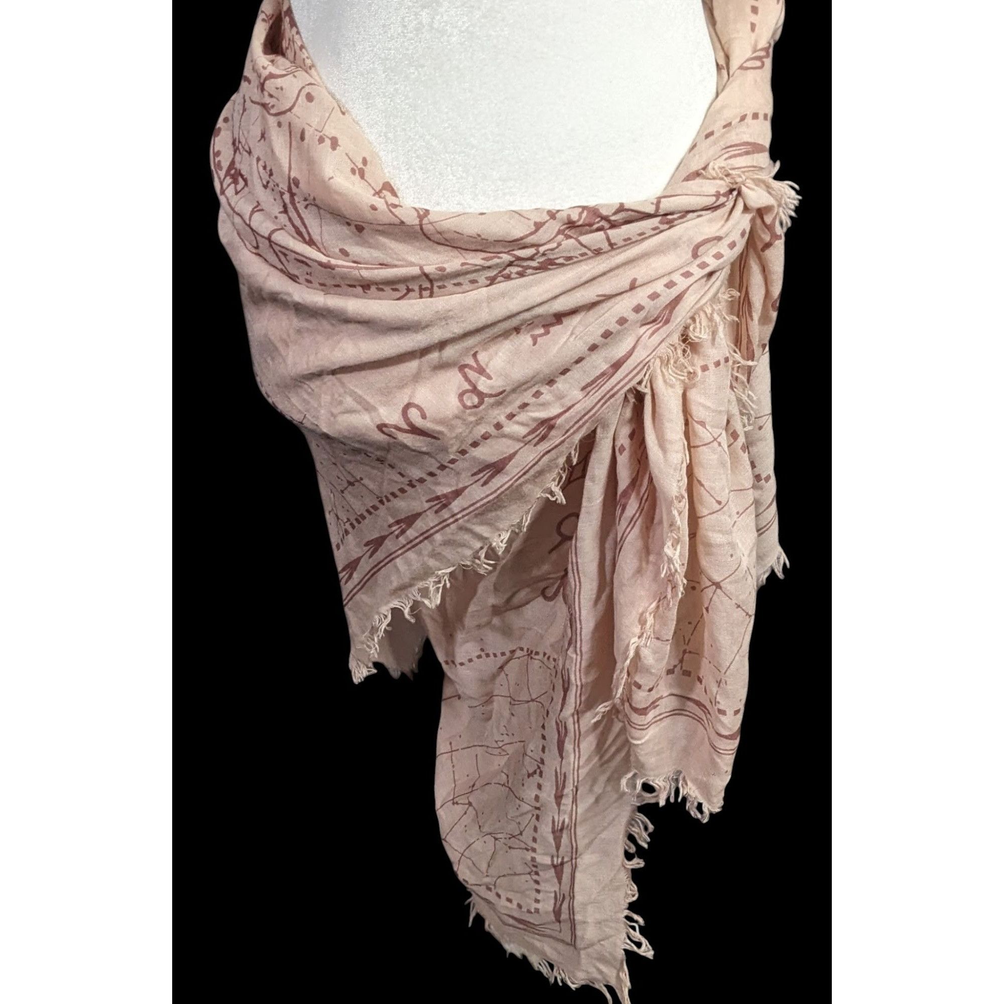 Bcbgmaxazria BCBGMaxAzria Bare Pink Constellation Print Scarf Wrap Size ONE SIZE - 5 Thumbnail