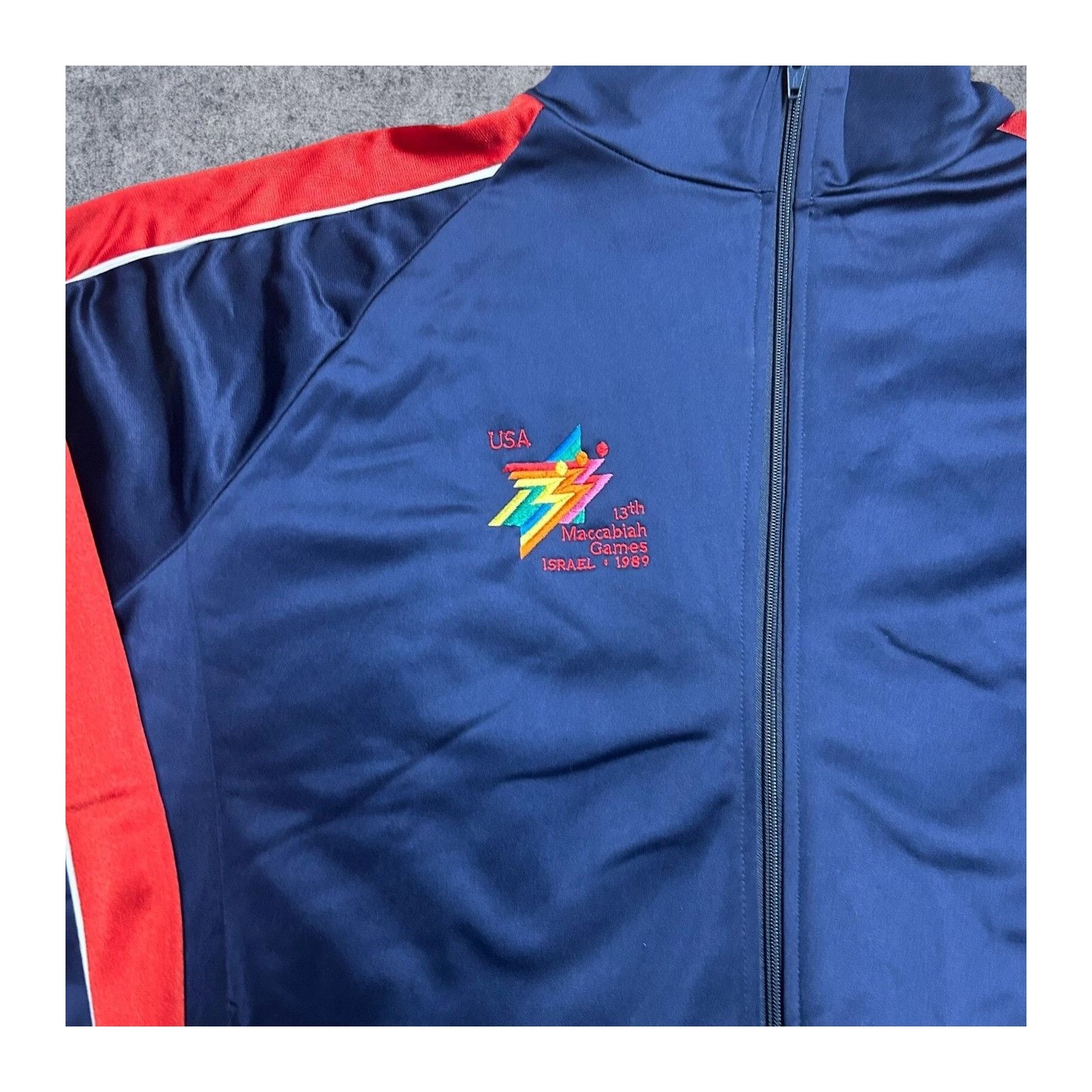 Dunlop Vintage 80's Dunlop USA Olympics Jacket Maccabiah XL Blue Size US XL / EU 56 / 4 - 2 Thumbnail