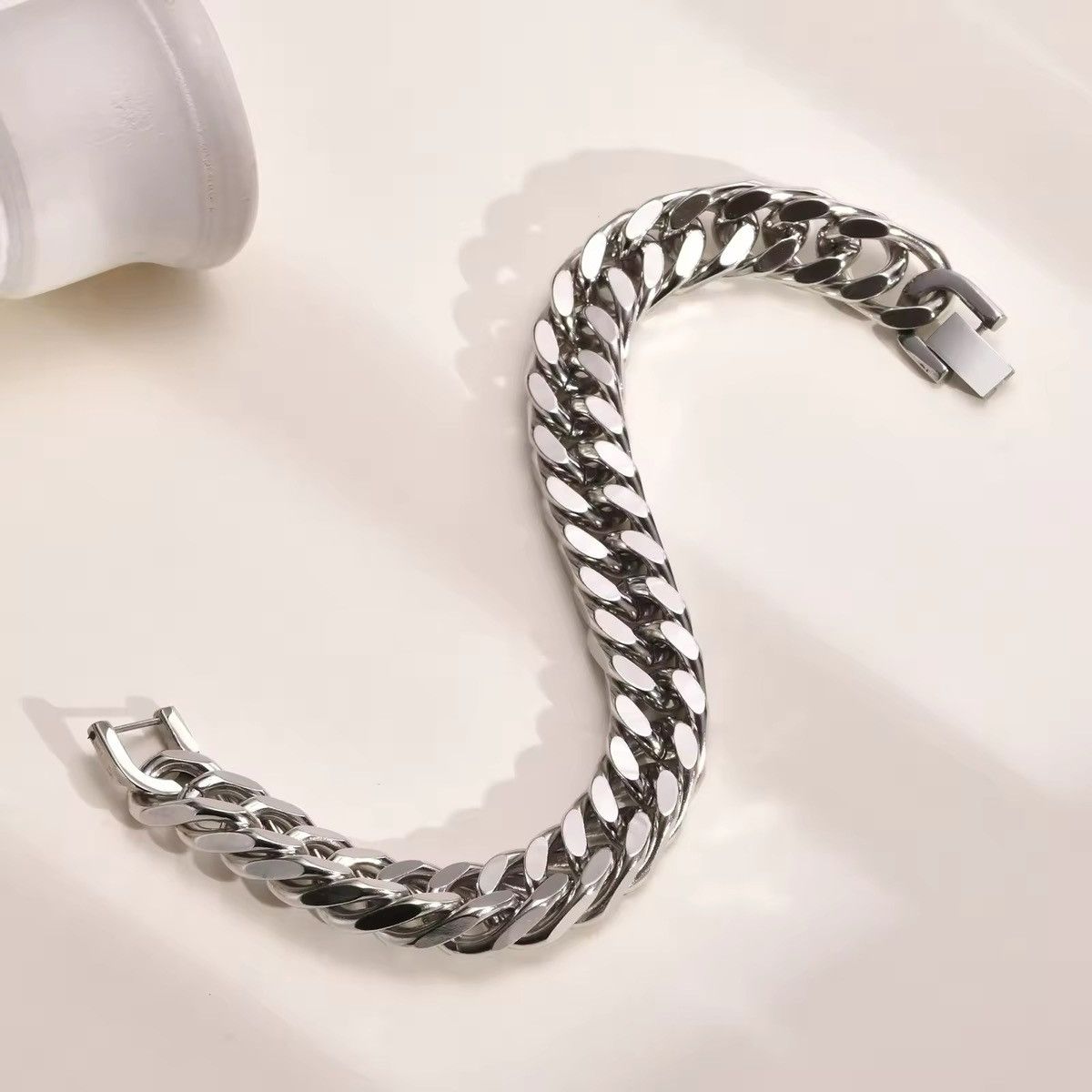 Other 15mm Stainless Steel Cuban Chain Bracelet Size ONE SIZE - 1 Thumbnail