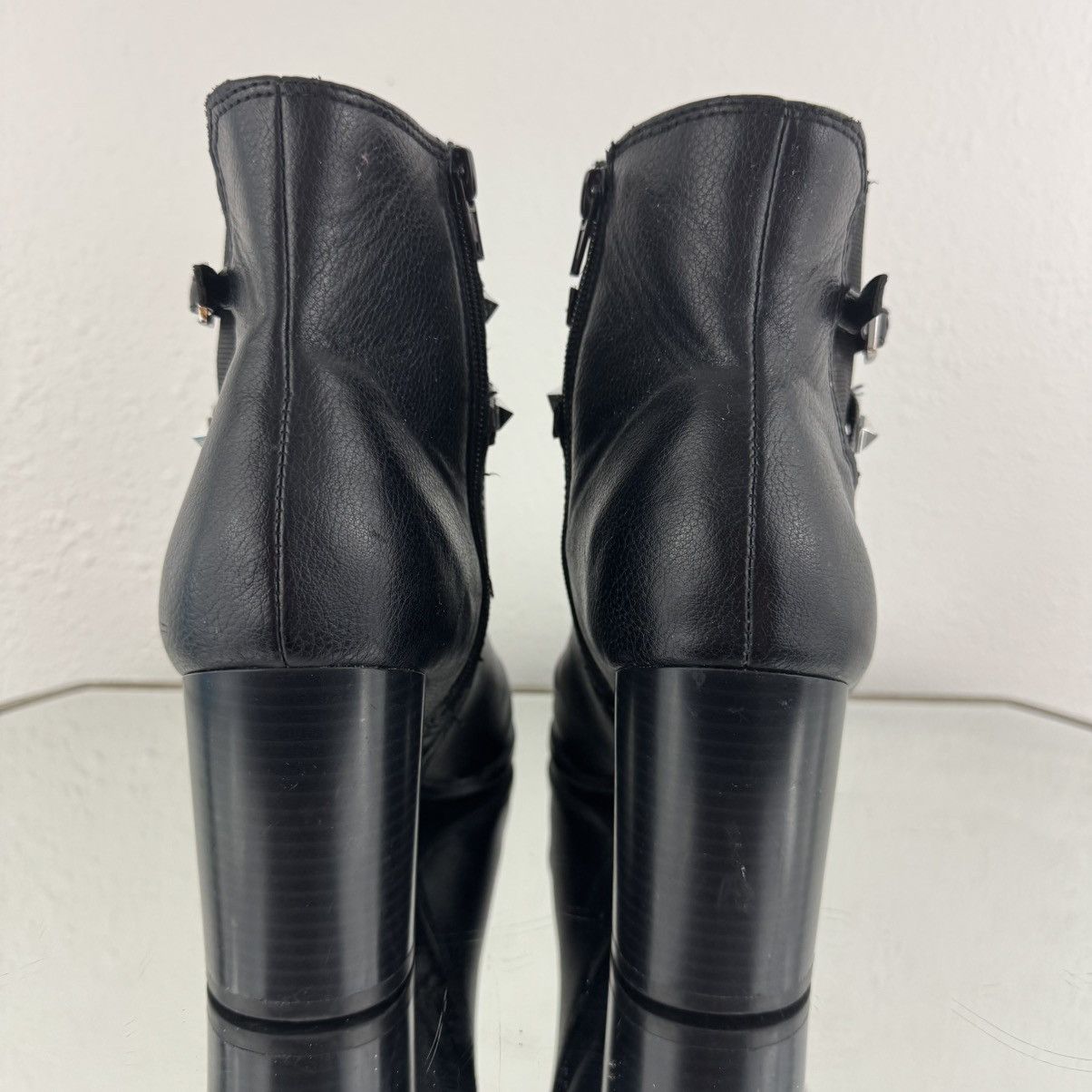Nine West NINE WEST Black Faux Leather Donda Silver Stud Ankle Boots Size US 8.5 / IT 38.5 - 5 Thumbnail