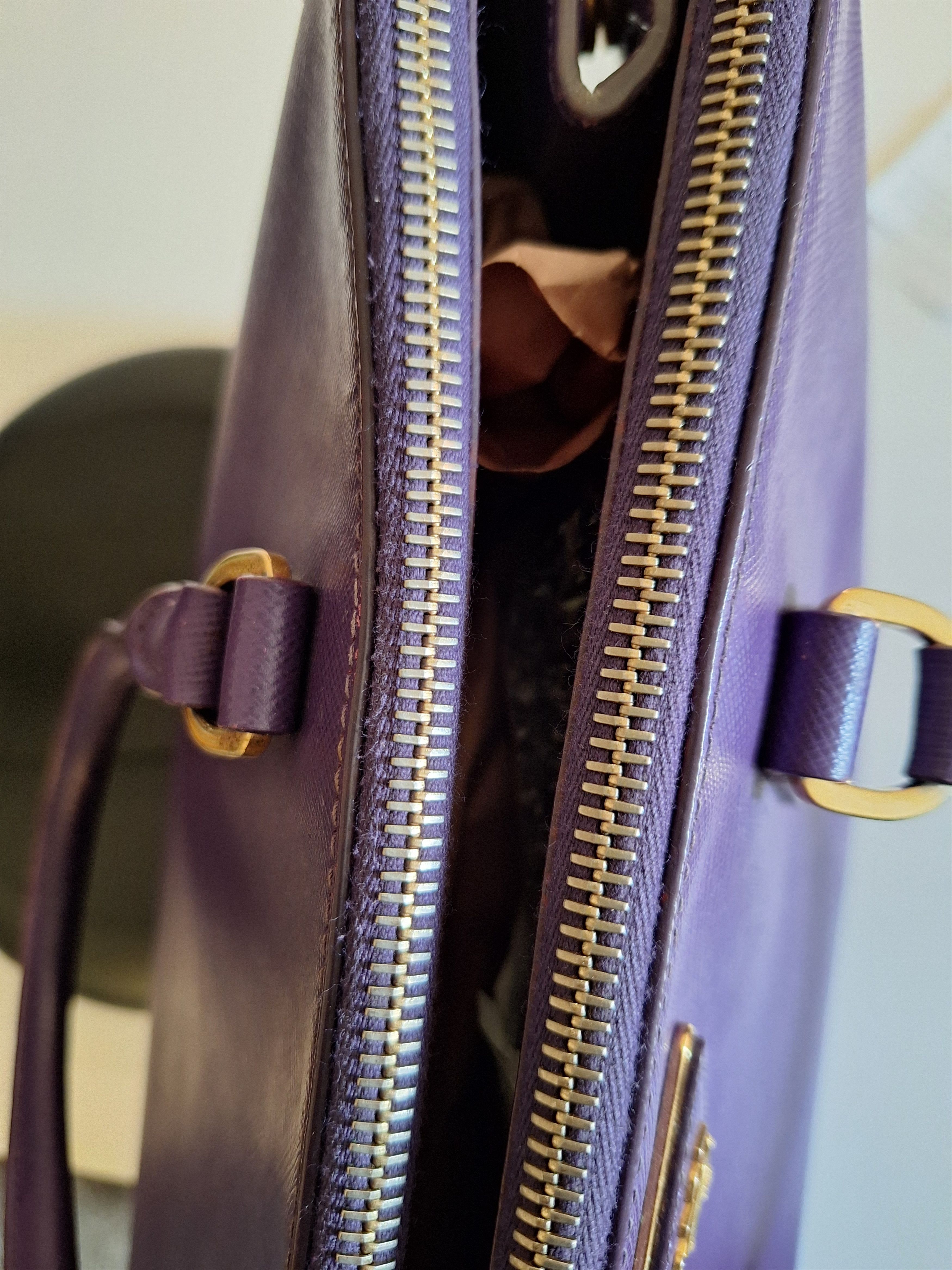 Prada Prada Purple Saffiano Lux Leather Galleria Satchel Tote Size ONE SIZE - 4 Thumbnail