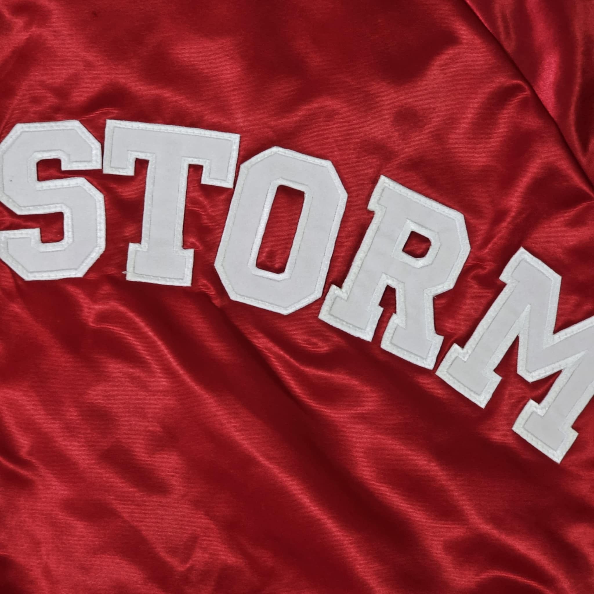 Chalk Line × NCAA × Vintage St John's Red Storm 90s Chalk Line Satin Bomber Jacket Size US XL / EU 56 / 4 - 8 Thumbnail