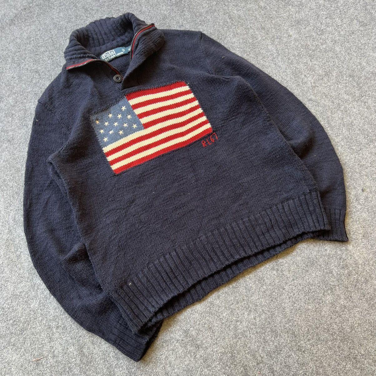 Designer × Polo Ralph Lauren × Vintage Vintage Polo Ralph Lauren American Flag Knit Sweater Size US S / EU 44-46 / 1 - 2 Thumbnail