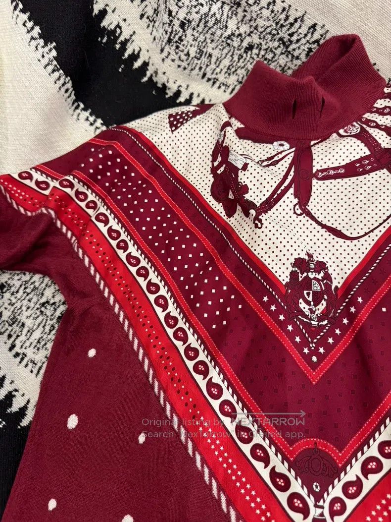 Hermes Hermes Cashmere silk printed patchwork knit short sleeve Size XS / US 0-2 / IT 36-38 - 2 Thumbnail