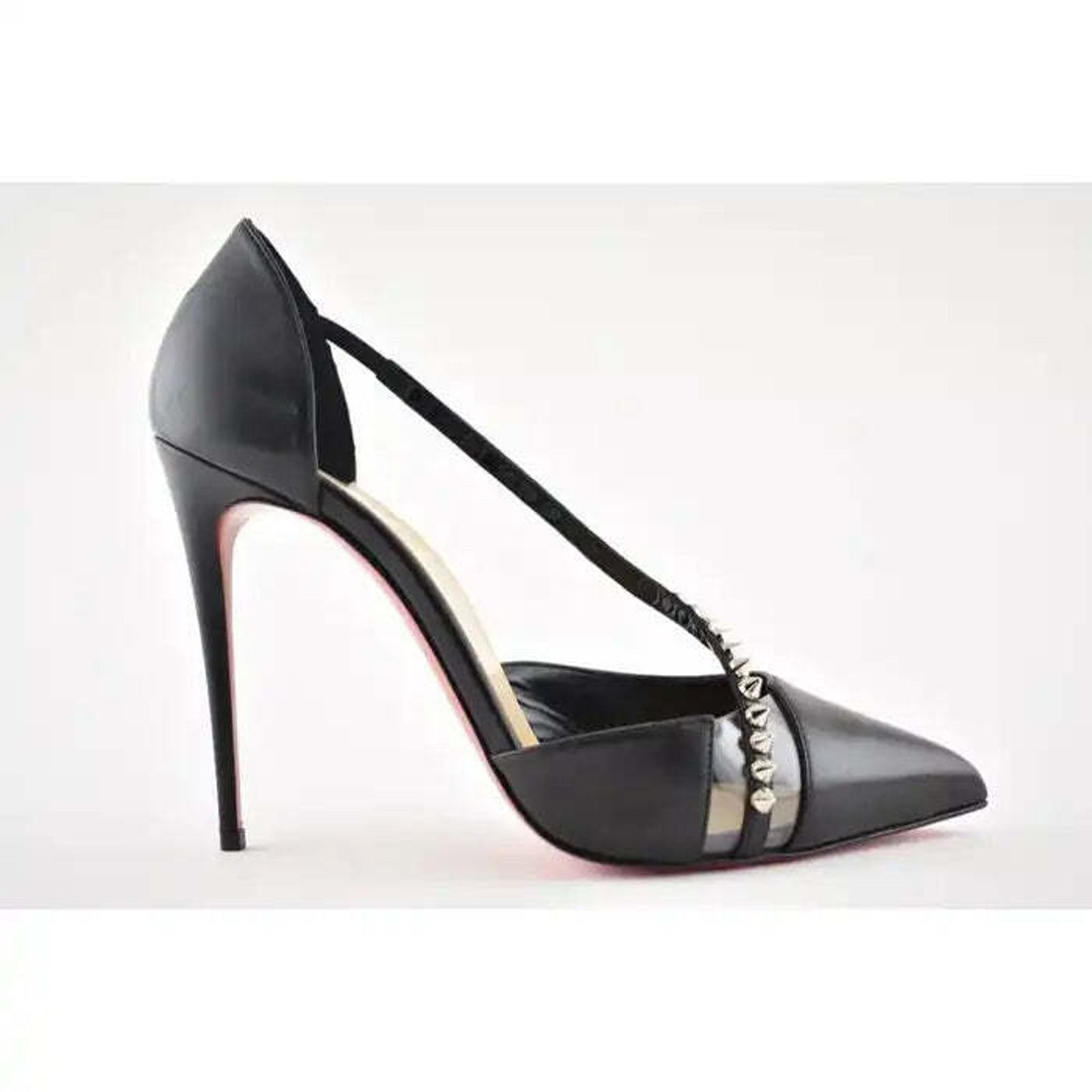 Christian Louboutin Christian Louboutin Spike Cross 100 Black PVC Silver Size US 5.5 / IT 35.5 - 2 Thumbnail
