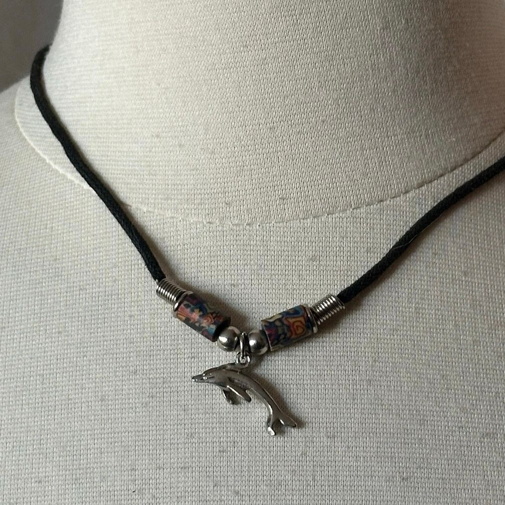 Other silver black dolphin pendant rope necklace choker Size ONE SIZE - 2 Thumbnail
