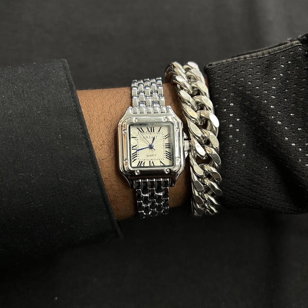 Vintage Vintage 2000s Style Silver Rectangular Luxury Quartz Watch Size ONE SIZE - 3 Thumbnail