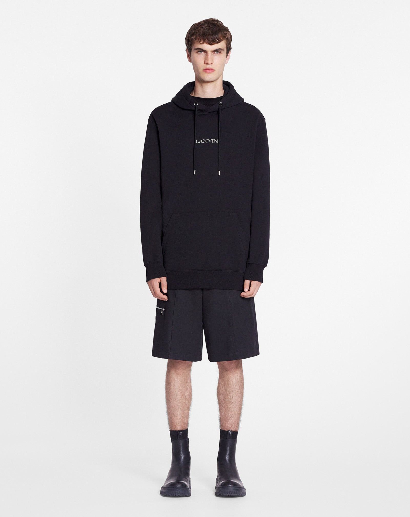 Lanvin o1mle0825 Unisex Loose-Fitting Logo Hoodie in Black Size US S / EU 44-46 / 1 - 2 Thumbnail