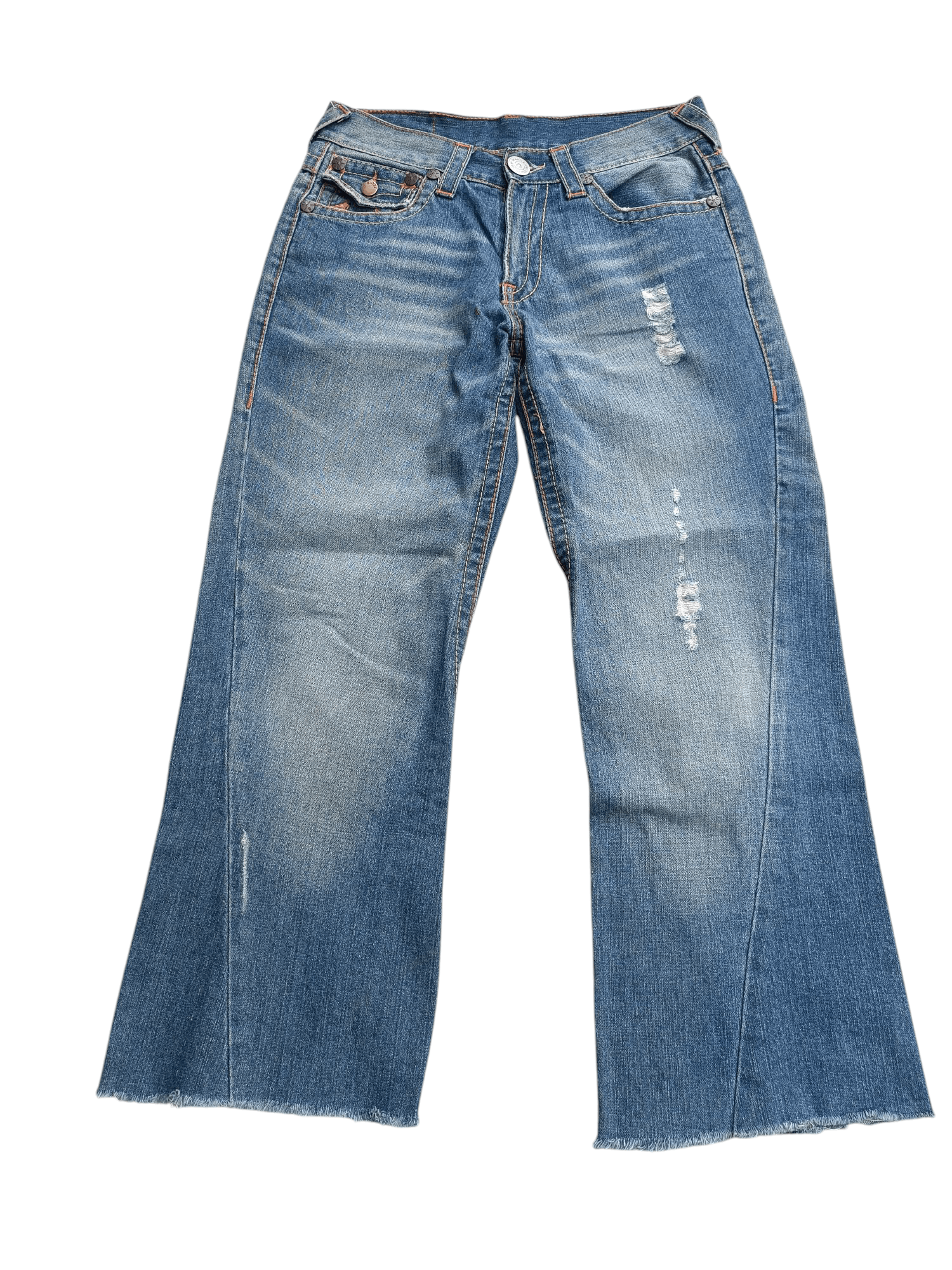 True Religion × Vintage FLARED🔥True Religion Joey Big T Rainbow Distressed Jeans Size US 30 / EU 46 - 5 Thumbnail