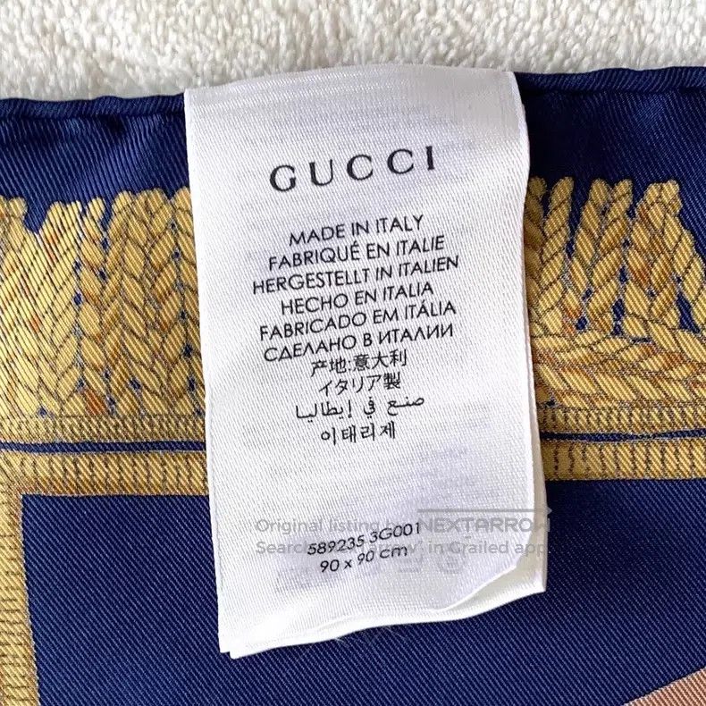 Gucci Gucci Dark blue badge print twill print mulberry silk scar Size ONE SIZE - 7 Thumbnail