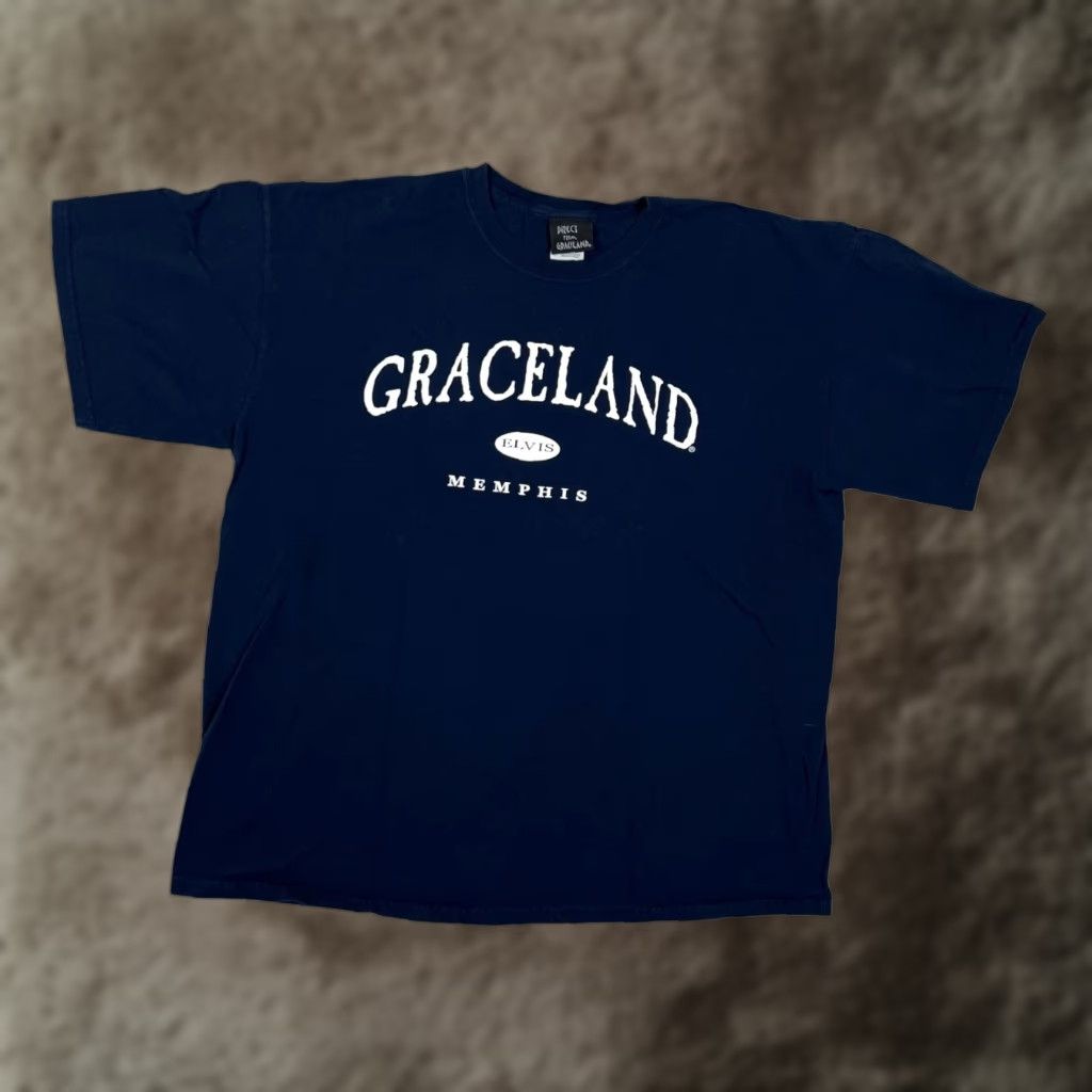 Vintage VINTAGE Graceland Elvis Presley T-Shirt Mens XL Blue Memphis Graceland Y2K Size US XL / EU 56 / 4 - 1 Thumbnail