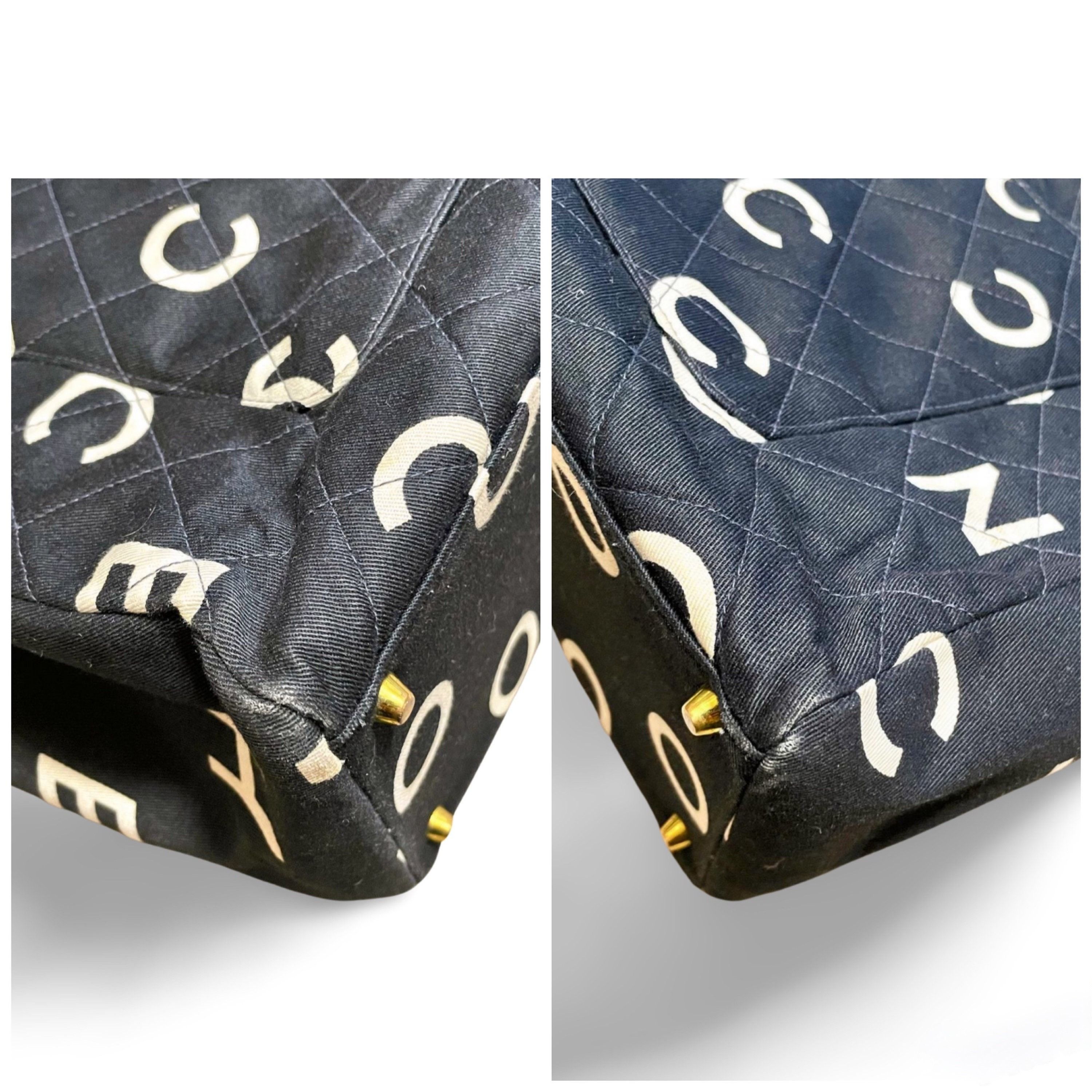 Chanel Vintage CHANEL black fabric canvas large tote bag with logo Size ONE SIZE - 5 Thumbnail