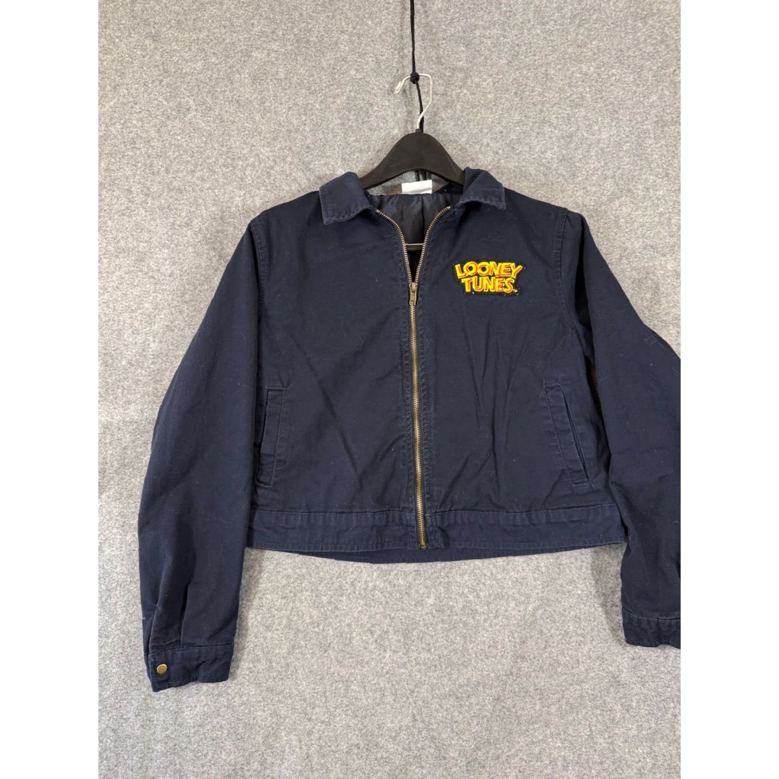Vintage Looney Tunes Jacket Womens M Blue Full Zip Cropped Lined Bugs Bunny Embroidered Size M / US 6-8 / IT 42-44 - 3 Thumbnail