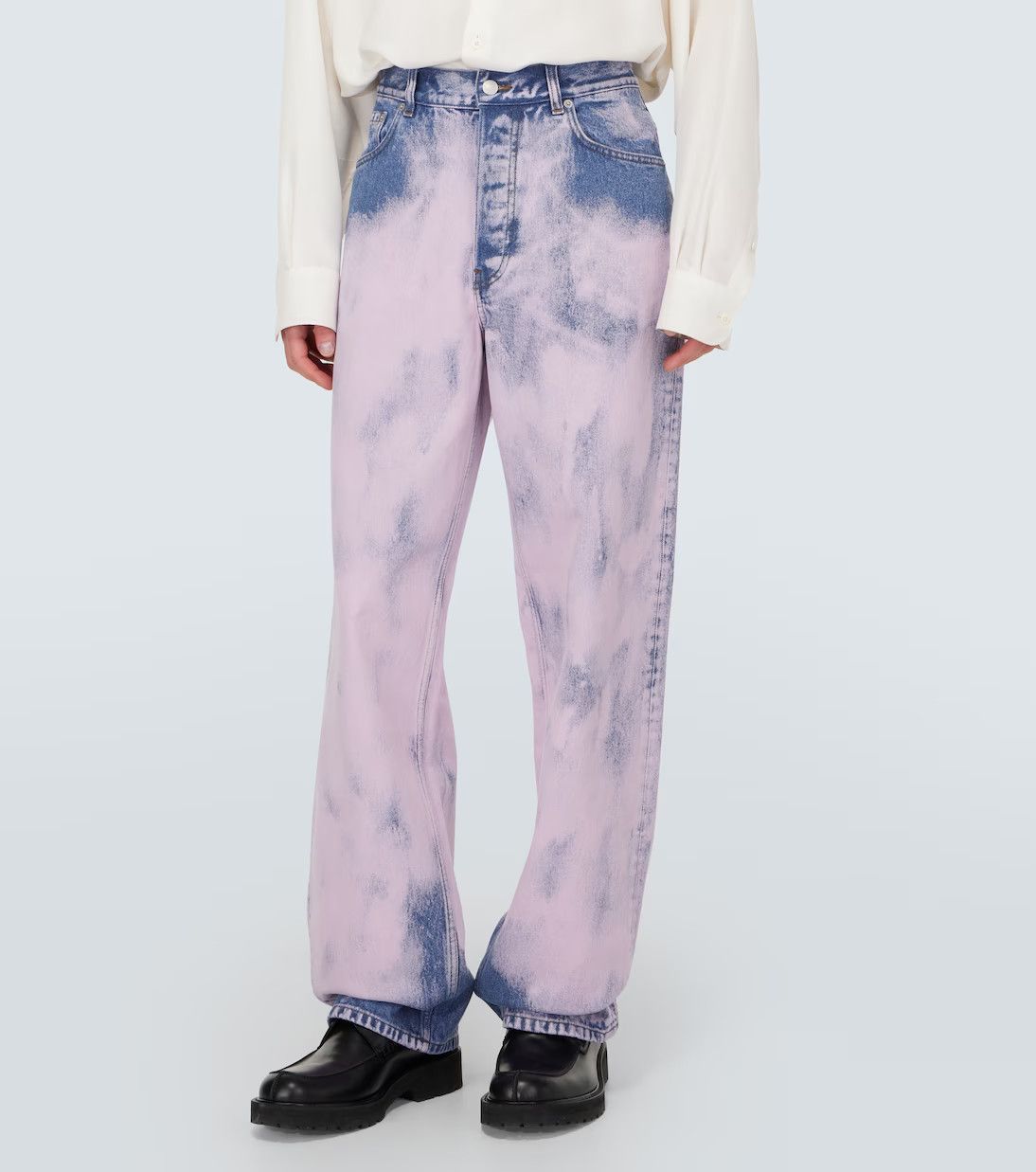 Dries Van Noten o1s22i1n1124 Straight Tie-Dye Jeans in Pink & Blue Size US 32 / EU 48 - 3 Thumbnail