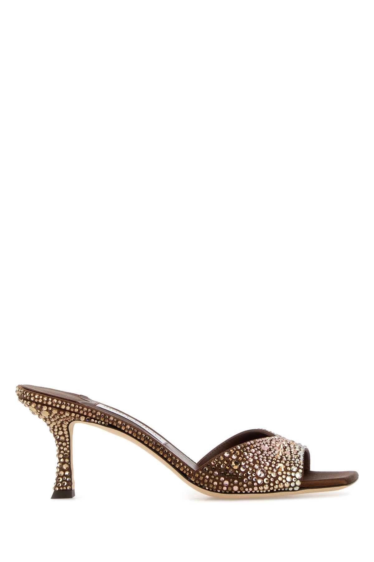 Jimmy Choo Embellished Satin Skye Mules Size US 7 / IT 37 - 1 Thumbnail