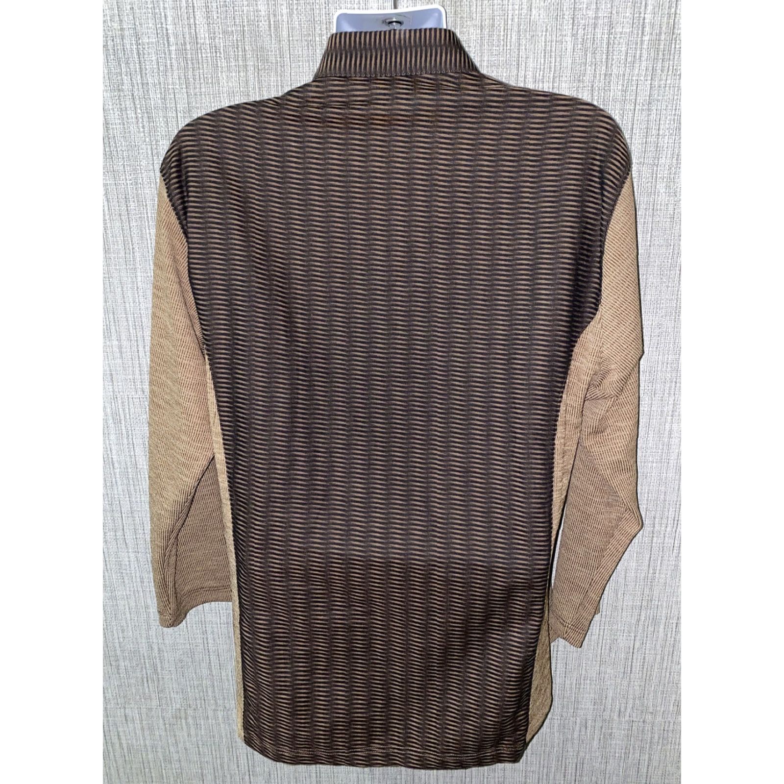 Vintage Messon Shirt Men Button-Front Long Sleeve 2XL Brown/Black Geometric Italy Cotton Blend Regular Mens Size US XXL / EU 58 / 5 - 5 Thumbnail