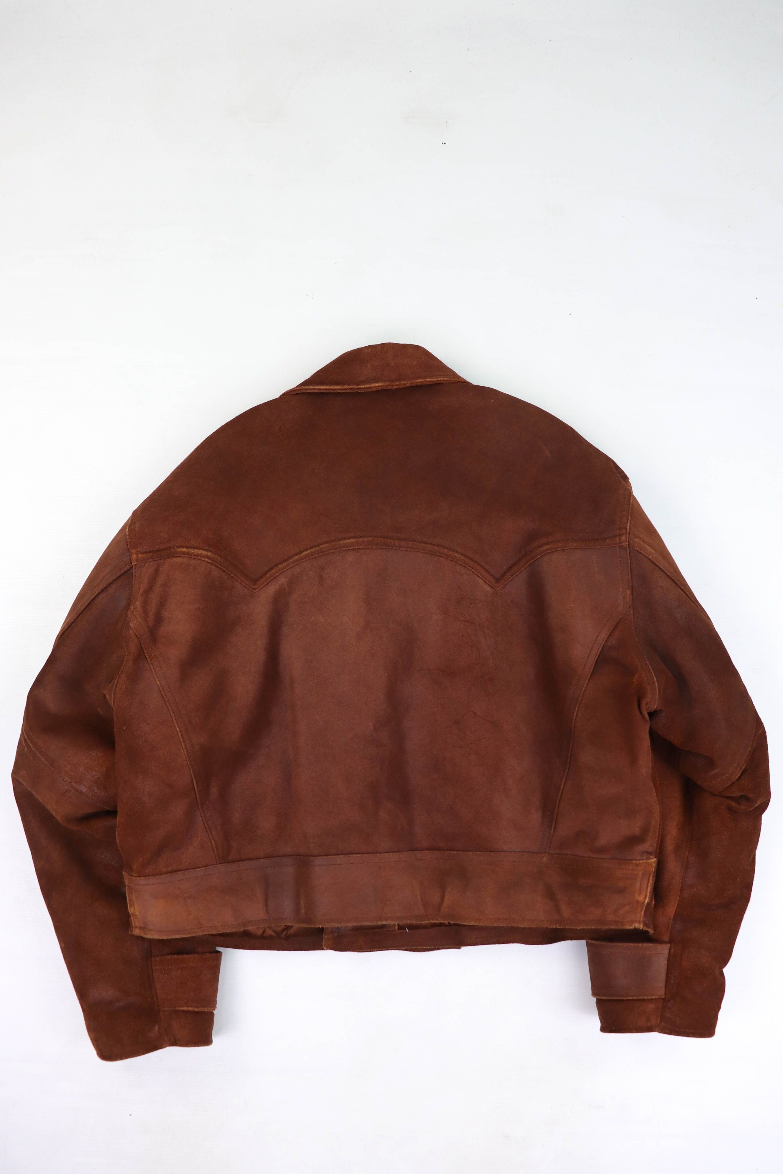 Vintage Vintage Tan Suede Leather Western Double Breast Crop Jacket Size US L / EU 52-54 / 3 - 2 Thumbnail
