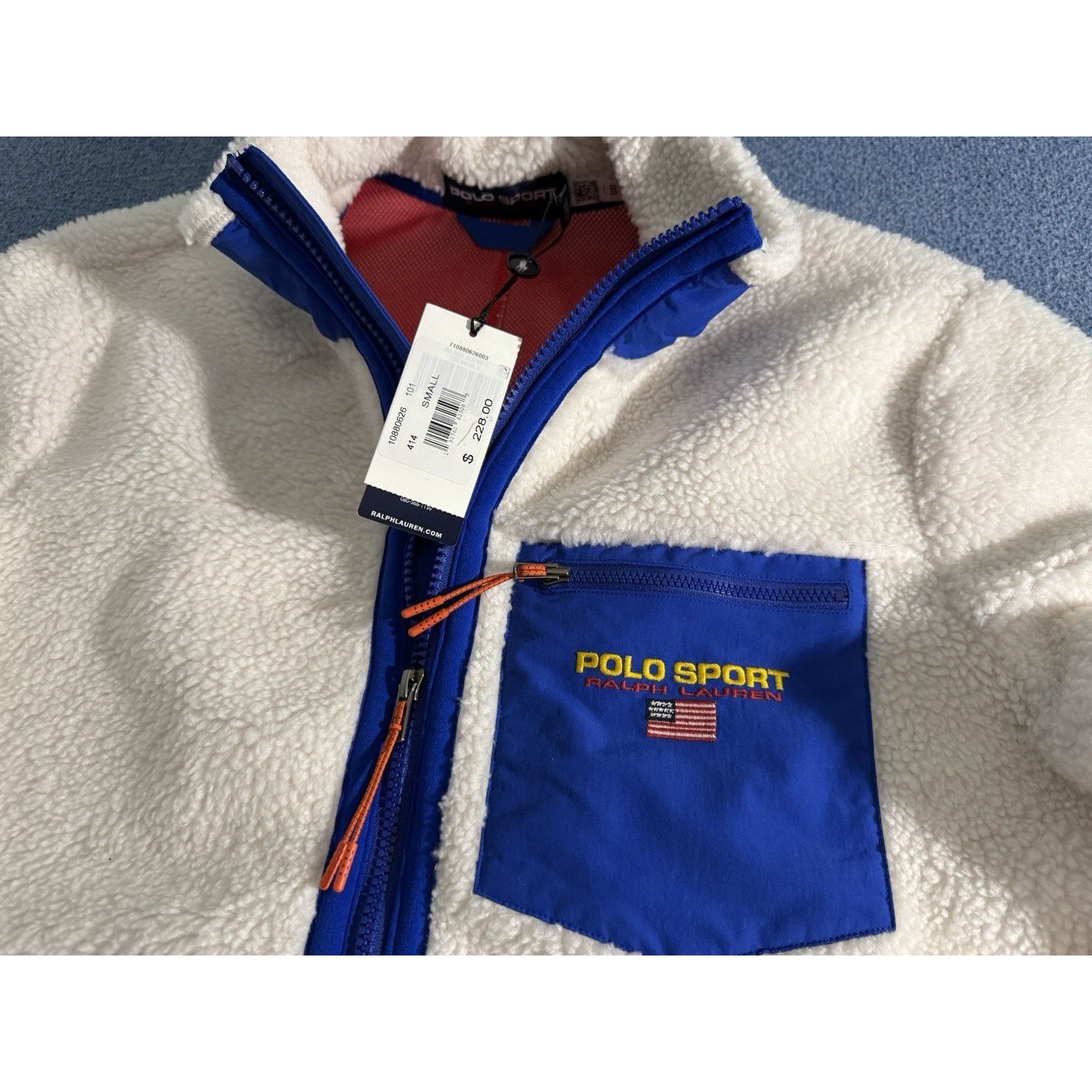Polo Ralph Lauren Polo Sport Ralph Lauren Men's Cream Fleece Full Zip Jacket Size US S / EU 44-46 / 1 - 3 Thumbnail
