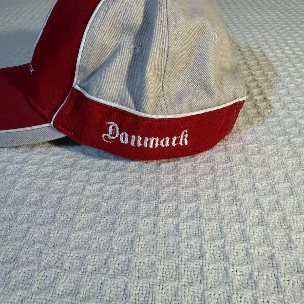 Other Denmark Embroidered Cap – Red/Cream Velcro Strap Size ONE SIZE - 3 Thumbnail