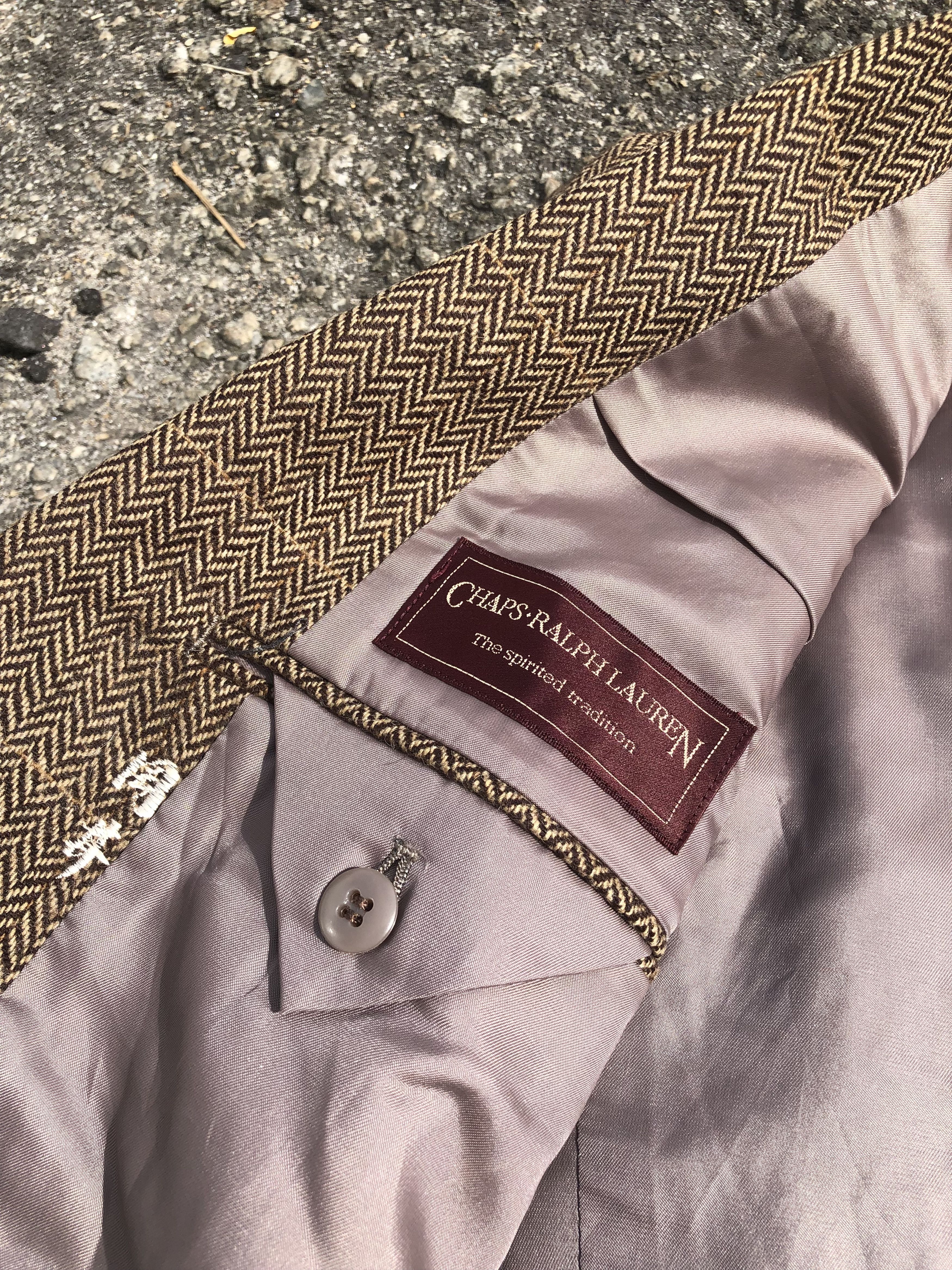 Polo Ralph Lauren Vintage 90s Ralph Lauren Tailored Jacket Herringbone Size 42L - 9 Thumbnail