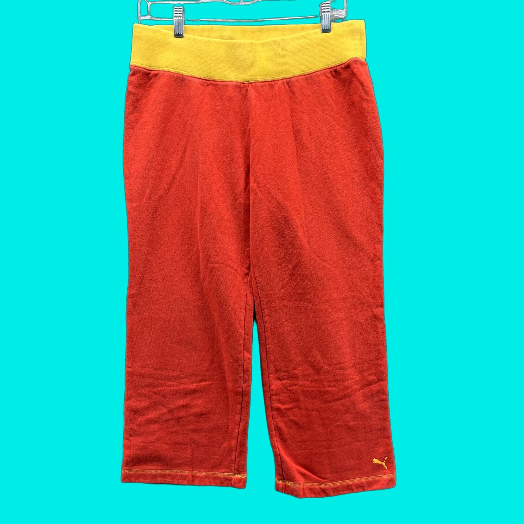 Puma Puma Pants Womens Medium Lounge Capri Cropped Stretch Waist Activewear Red Yellow Size 32" / US 10 / IT 46 - 1 Thumbnail