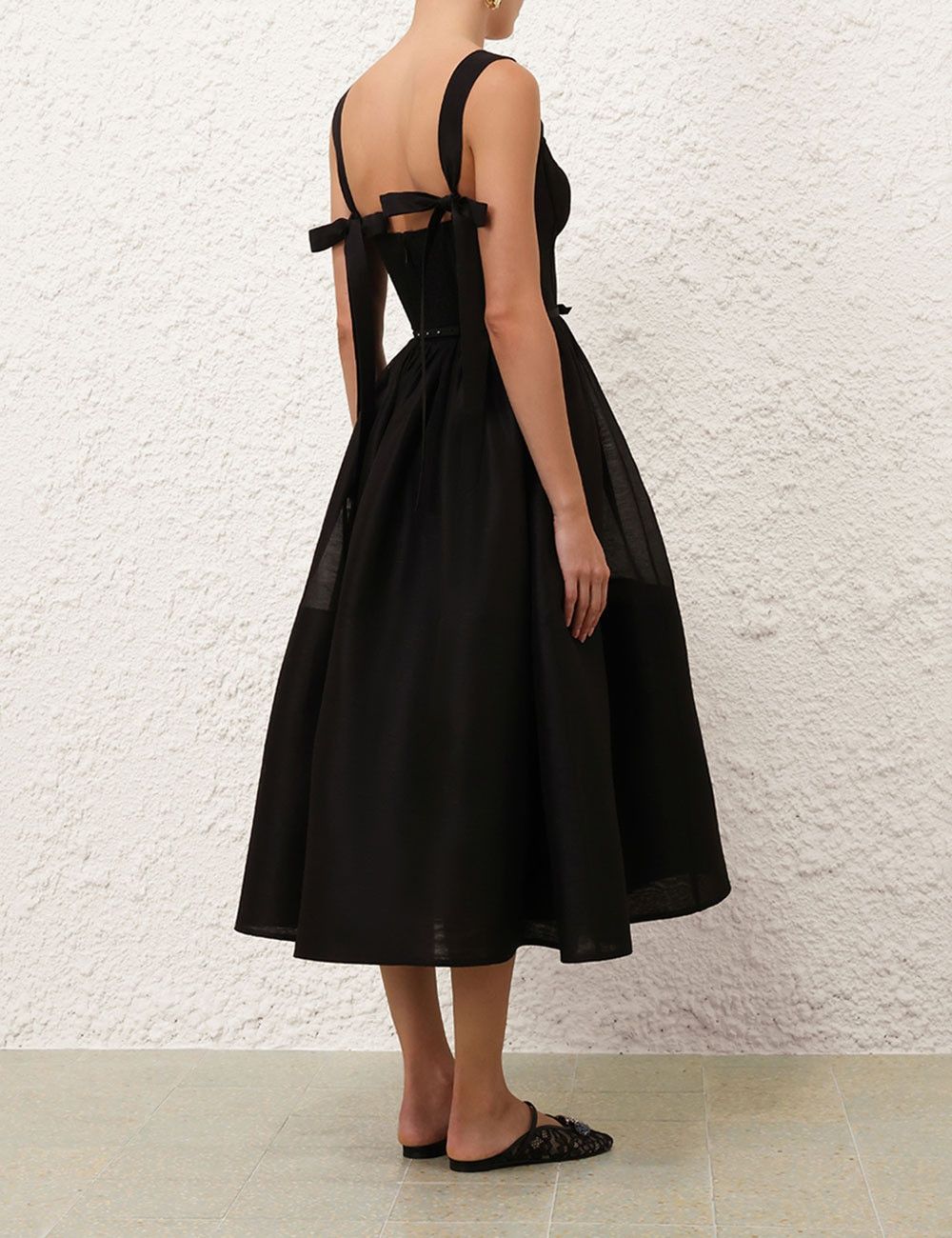 Zimmermann oc11z1025 Crush Picnic Midi Dress in Black Size L / US 10 / IT 46 - 4 Thumbnail