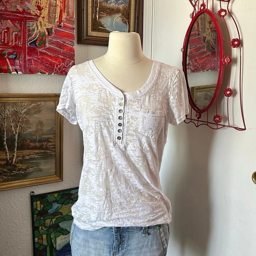 Guess guess white mesh bedazzled shirt Size L / US 10 / IT 46 - 1 Thumbnail