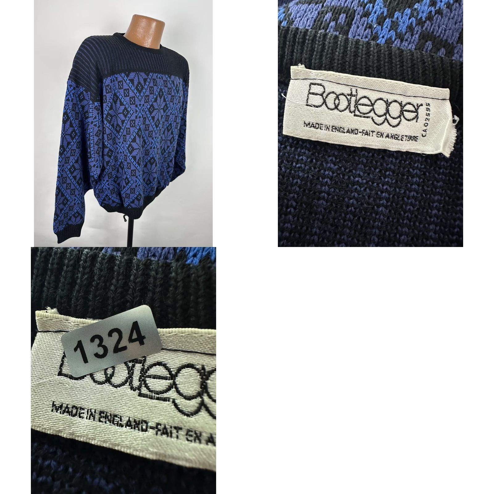 Vintage VINTAGE 80s Fairisle Ski Sweater L Blue Black Knit Retro Mens Size US L / EU 52-54 / 3 - 9 Thumbnail