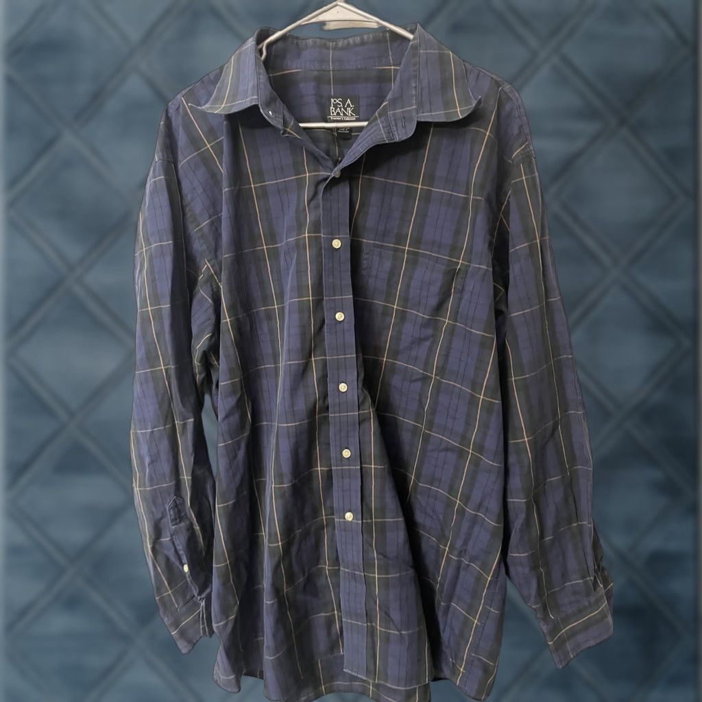 Jos. A. Bank Jos. A. Bank Shirt Mens XL Traveler Blue Plaid Button-Up Long Sleeve Cotton Modern Classic Women? No Size US XL / EU 56 / 4 - 1 Thumbnail