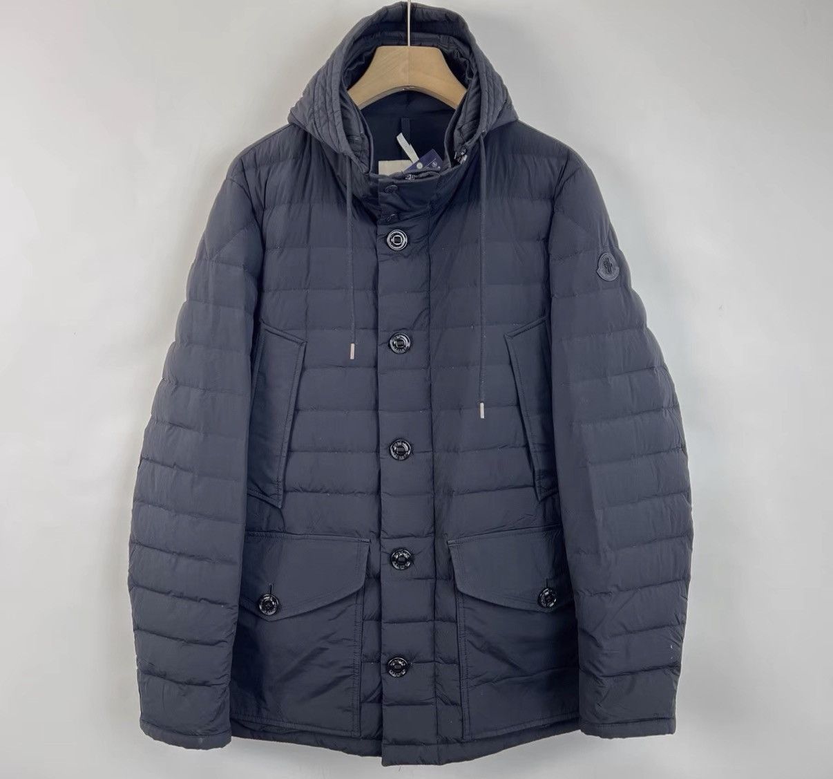 Moncler Moncler Black Quilted Hooded Long Sleeve Down Jacket K12 Size US L / EU 52-54 / 3 - 1 Thumbnail